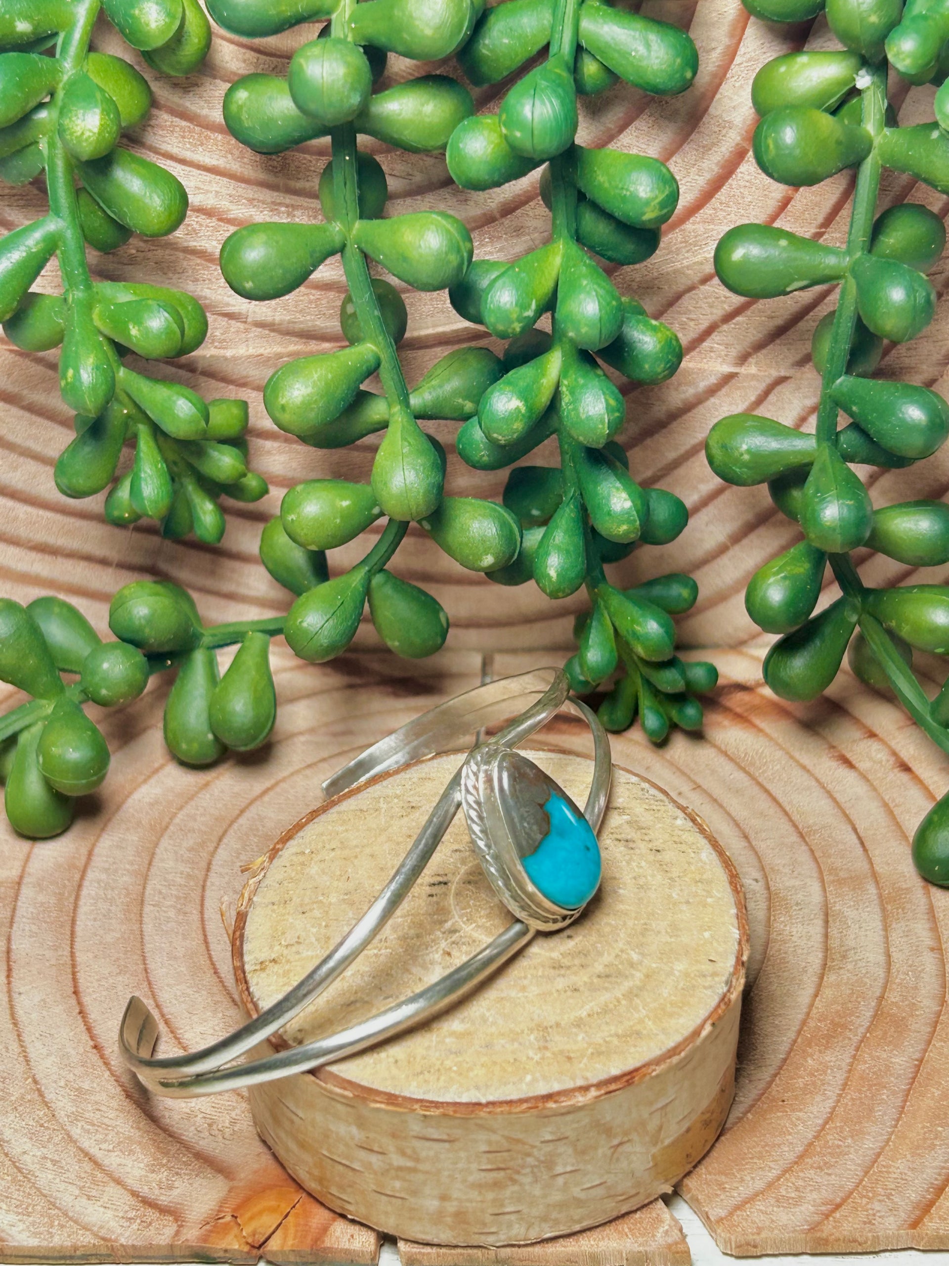 Navajo Made Kingman Turquoise & Sterling Silver Cuff Bracelet