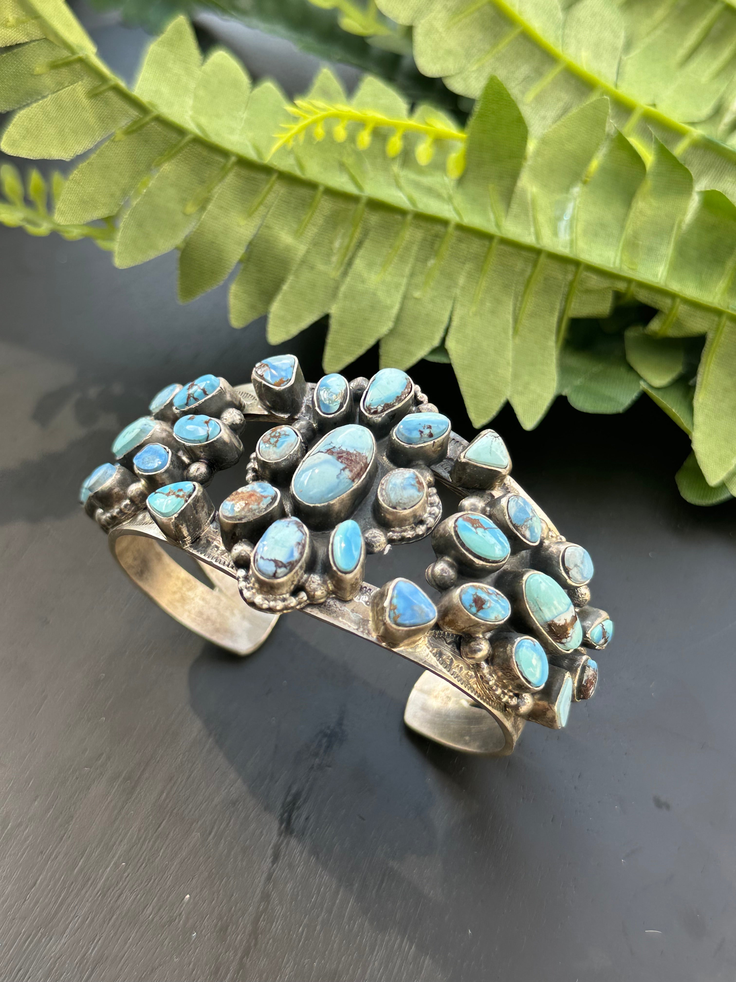 Bobby Johnson Golden Hills Turquoise & Sterling Silver Cuff Bracelet