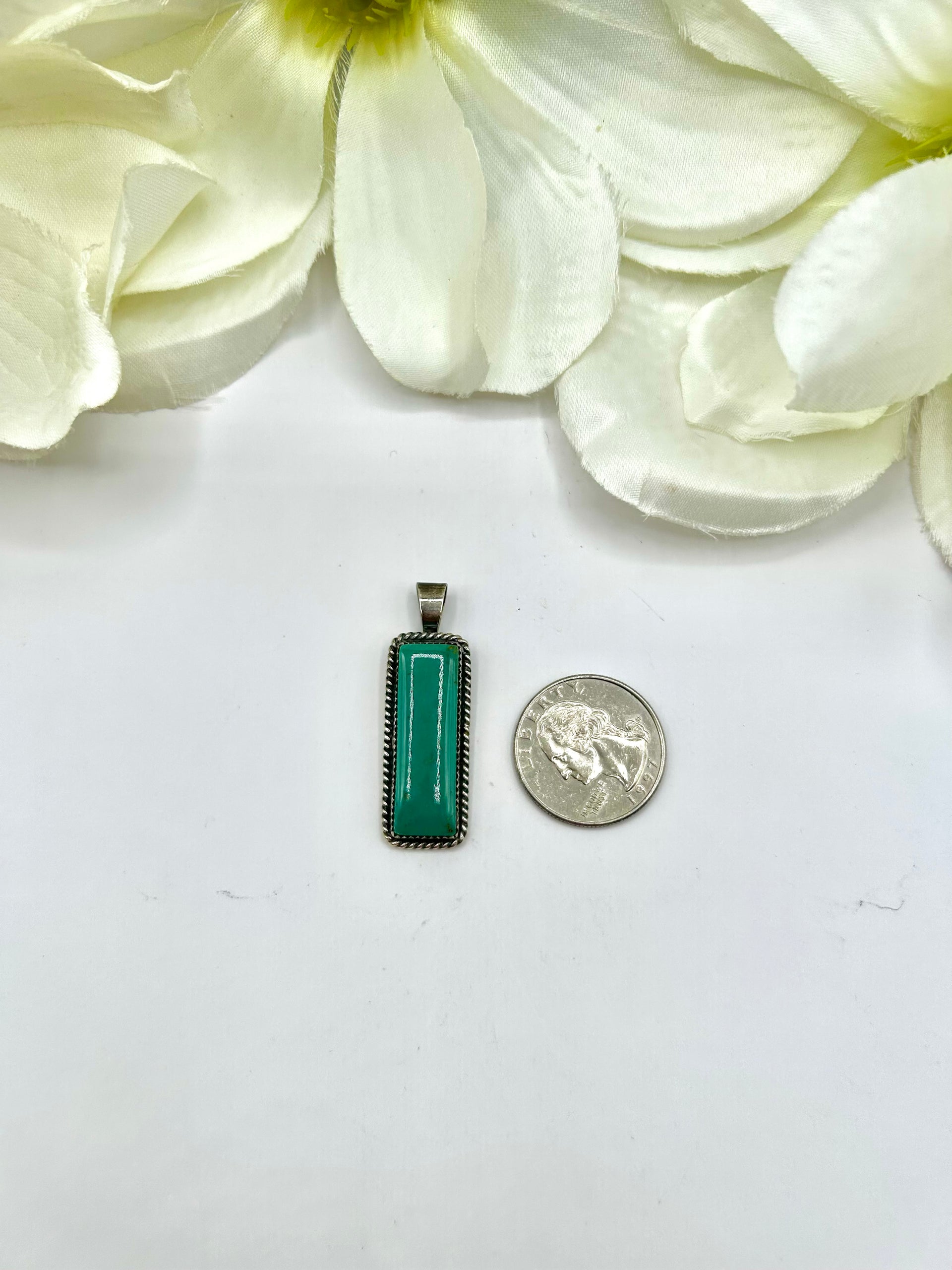 Navajo Made Kingman Turquoise & Sterling Silver Pendant