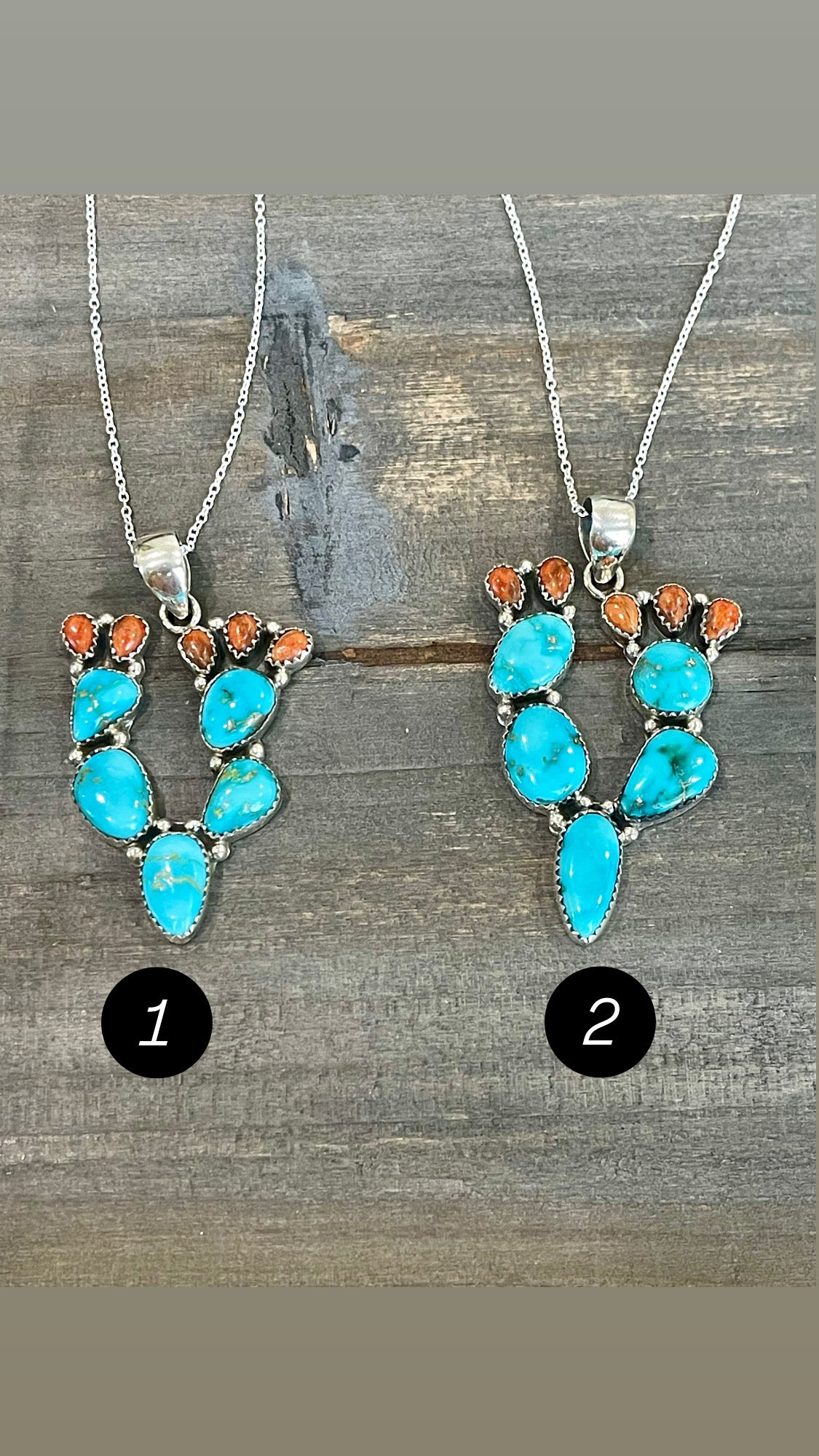 Southwest Handmade Sonoran Mountain Turquoise & Sterling Silver Prickly Pear  Necklace