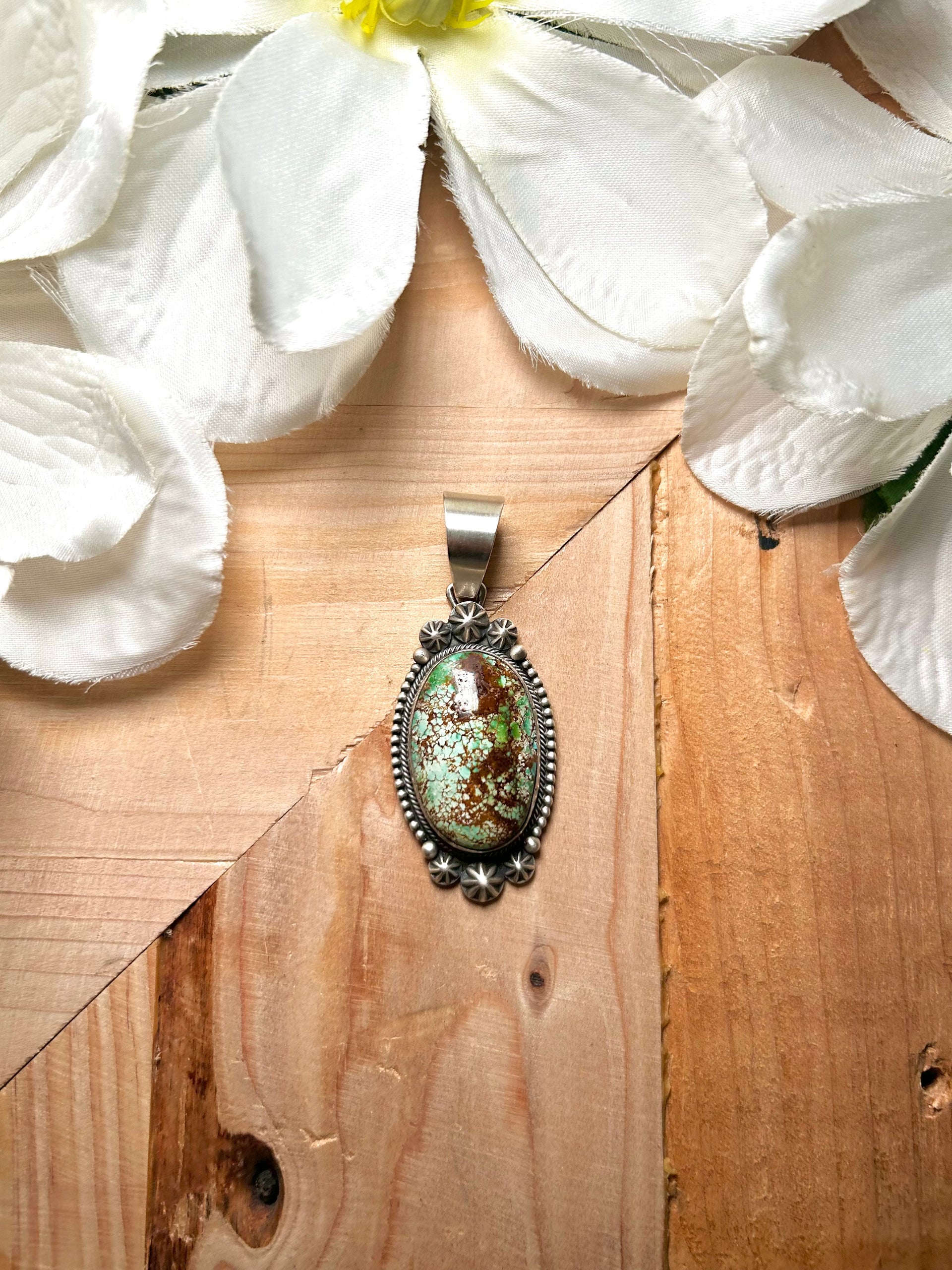 Navajo Made Pilot Mountain  Turquoise & Sterling Silver Pendant