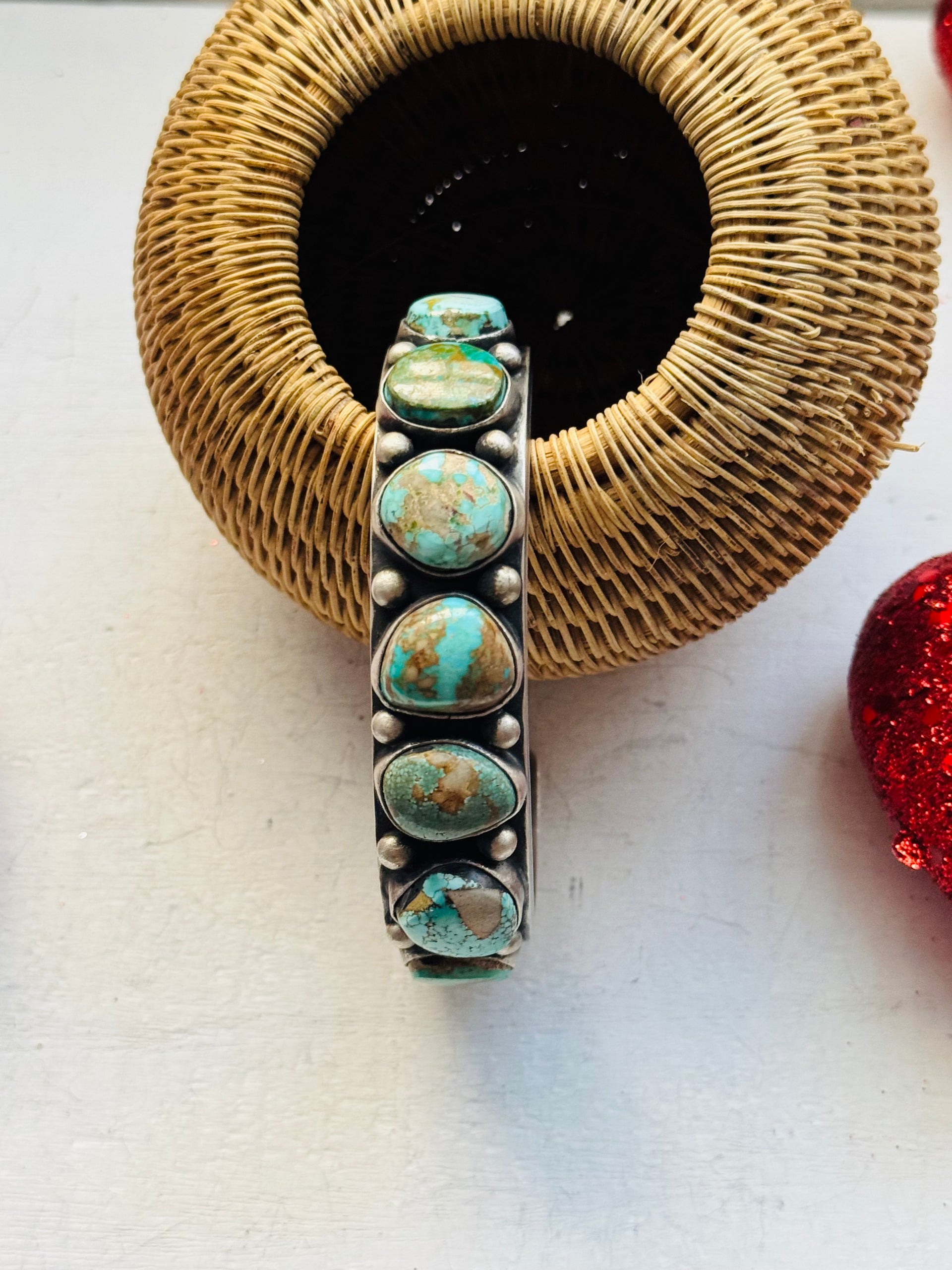 Roland Tom Natural Royston Turquoise & Sterling Silver Cuff Bracelet