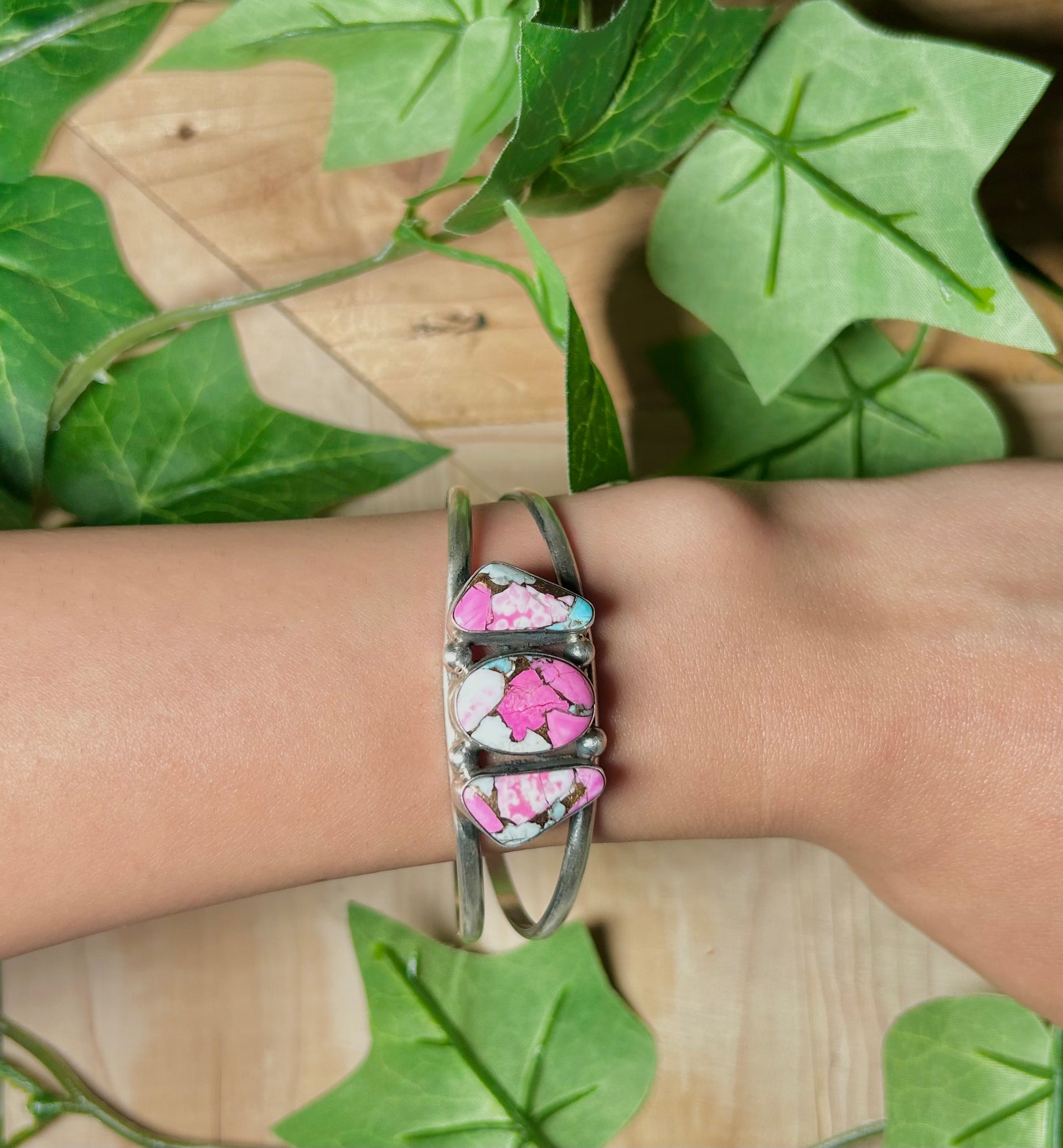 Augustine Largo Cotton Dahlia & Sterling Silver Cuff Bracelet