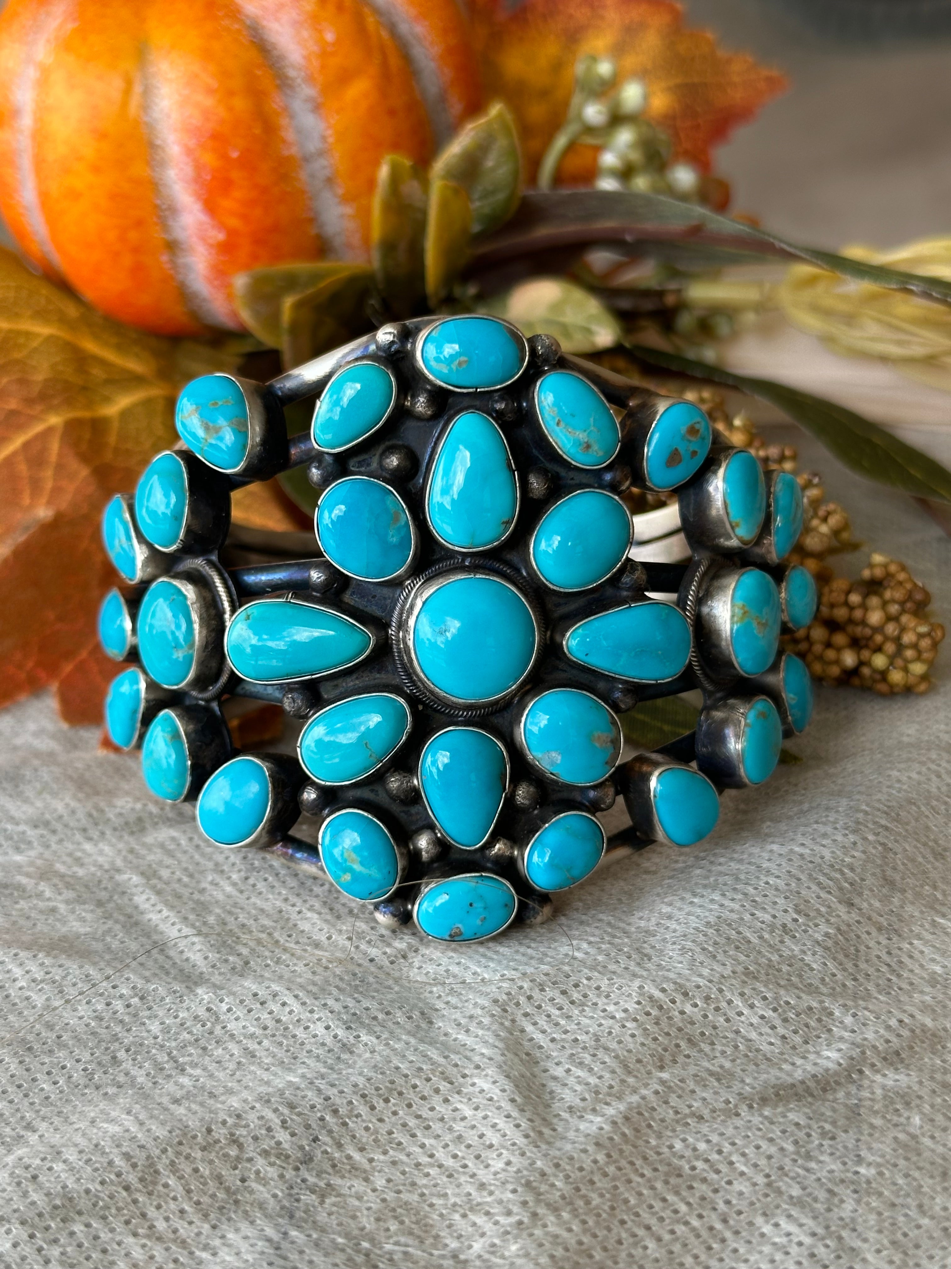 Bobby Johnson Blue Ridge Turquoise & Sterling Silver Cuff Bracelet