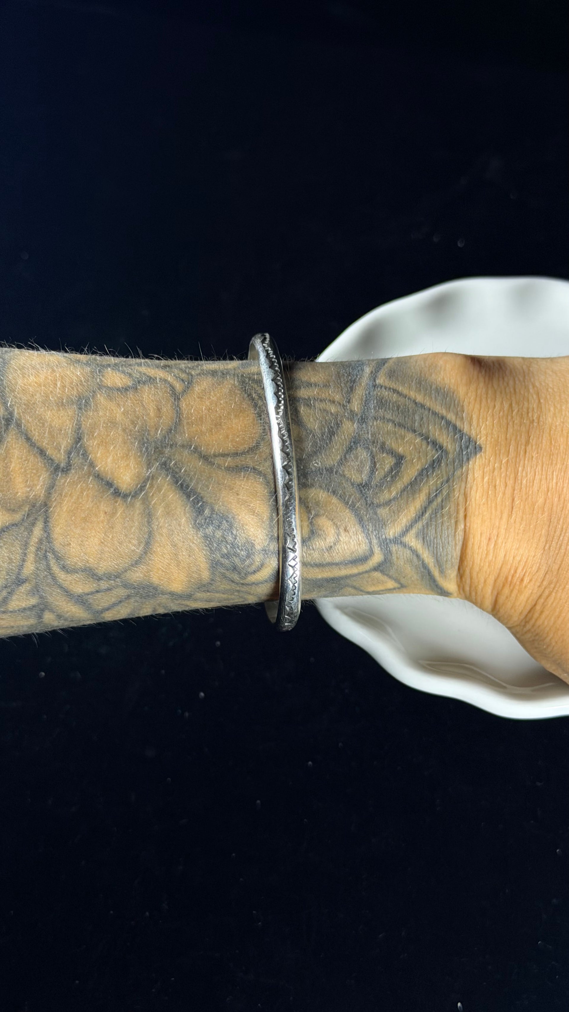Navajo Made Sterling Silver Cuff Stamped Cuff Bracelet