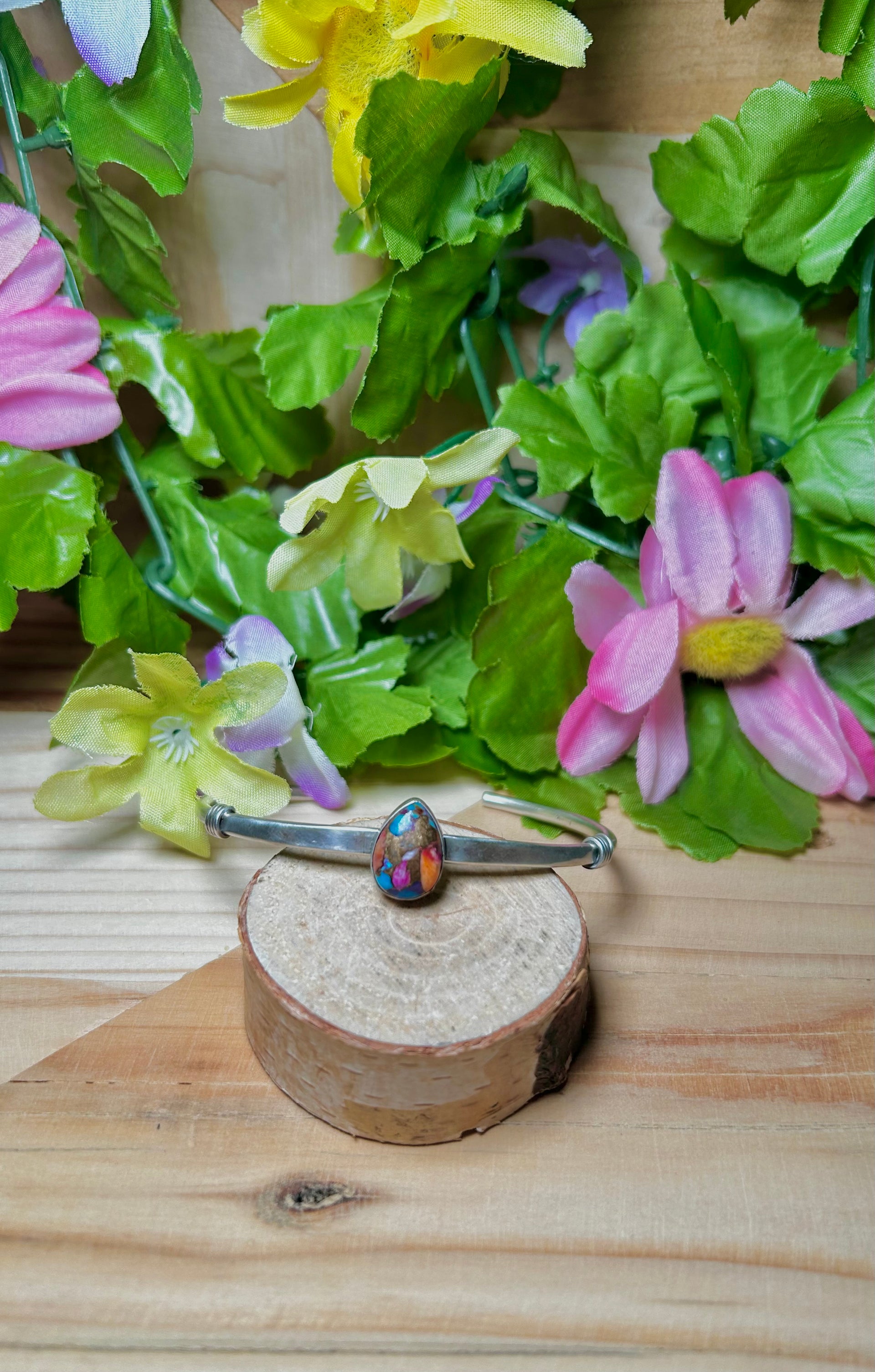 Navajo Made Mohave Turquoise & Sterling Silver Cuff Bracelet