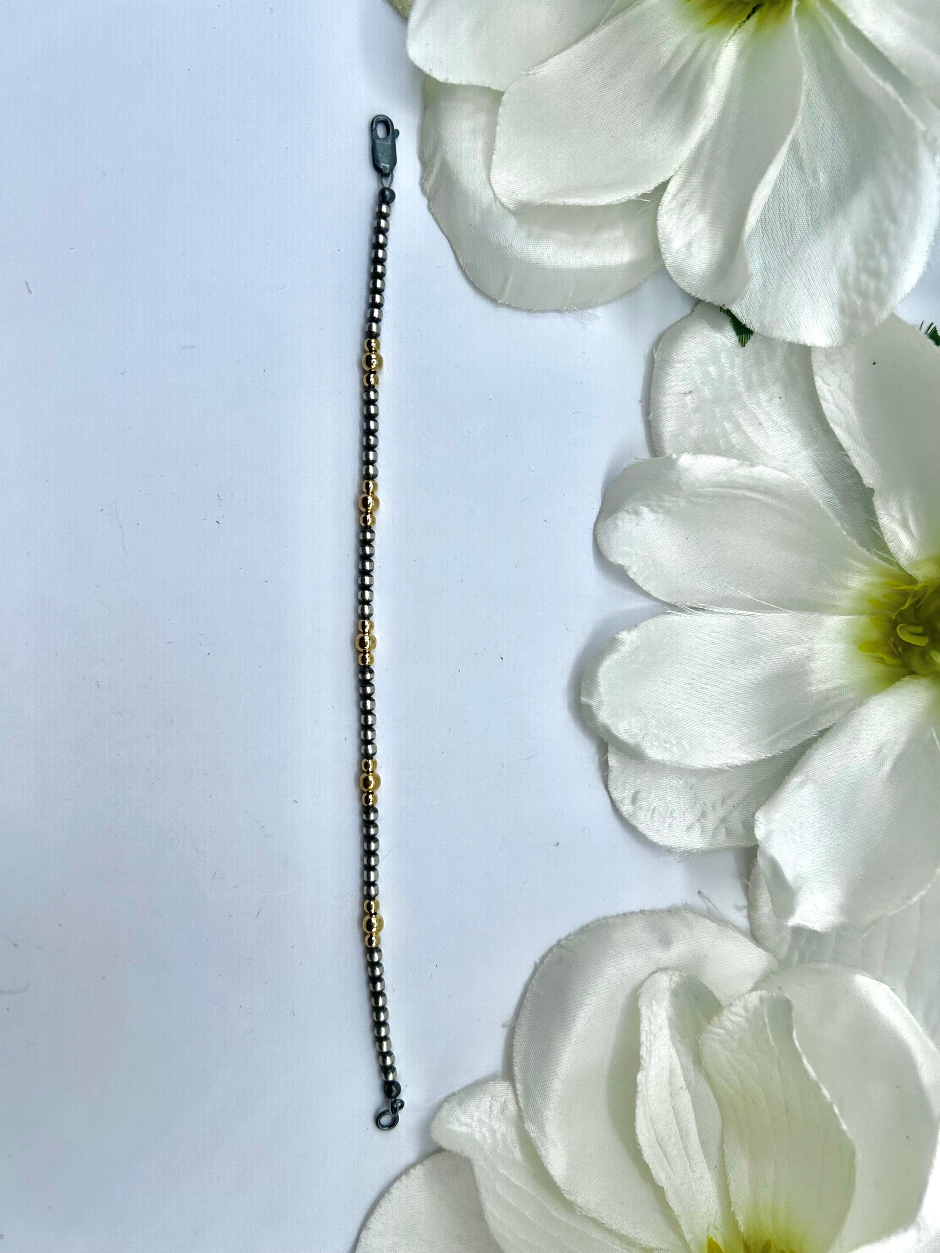 Navajo Made Strung 14k Gold Plated  & Sterling Silver Link Bracelet