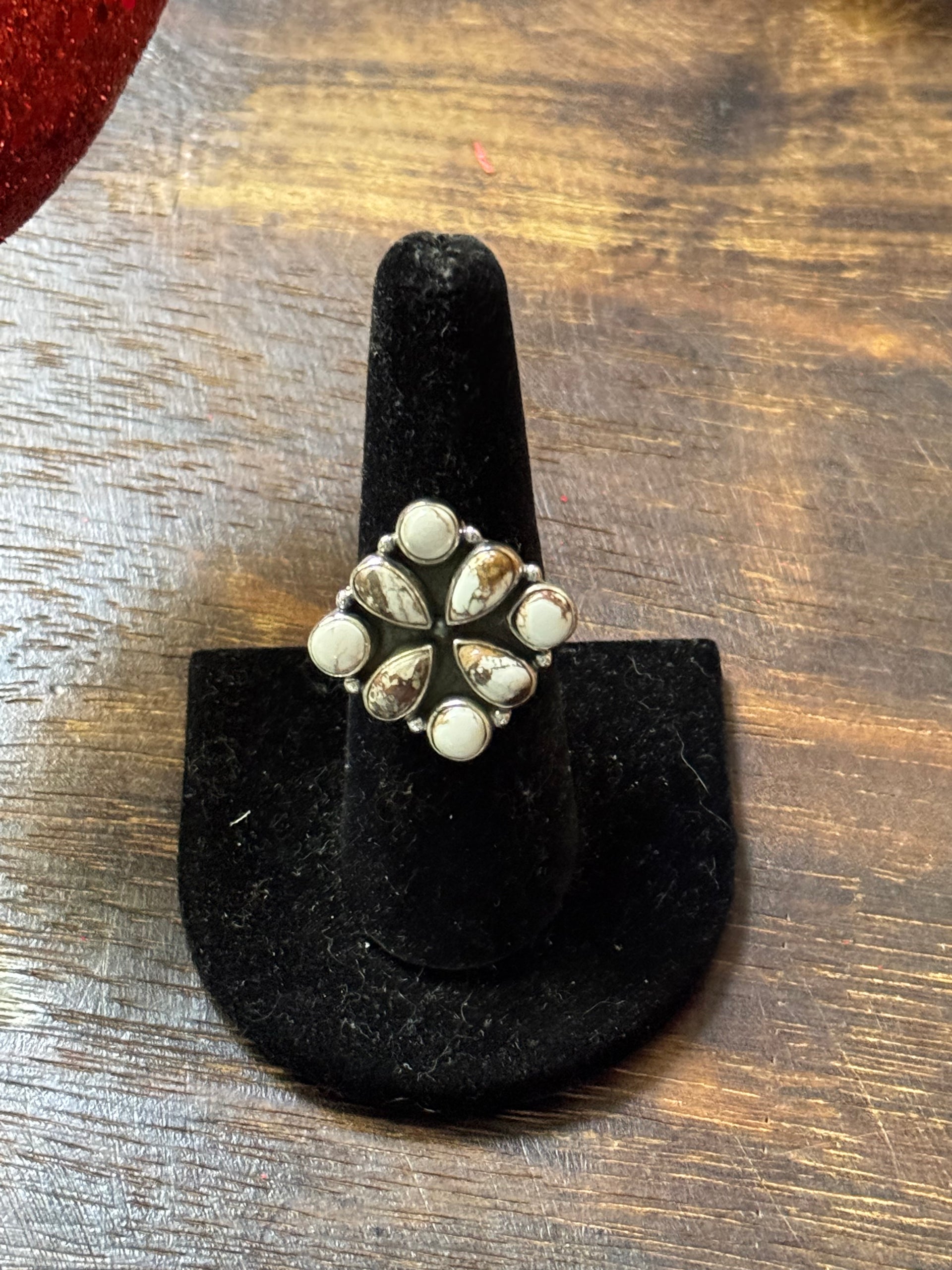 Southwest Handmade Wild Horse & Sterling Silver Adjustable Cluster Ring