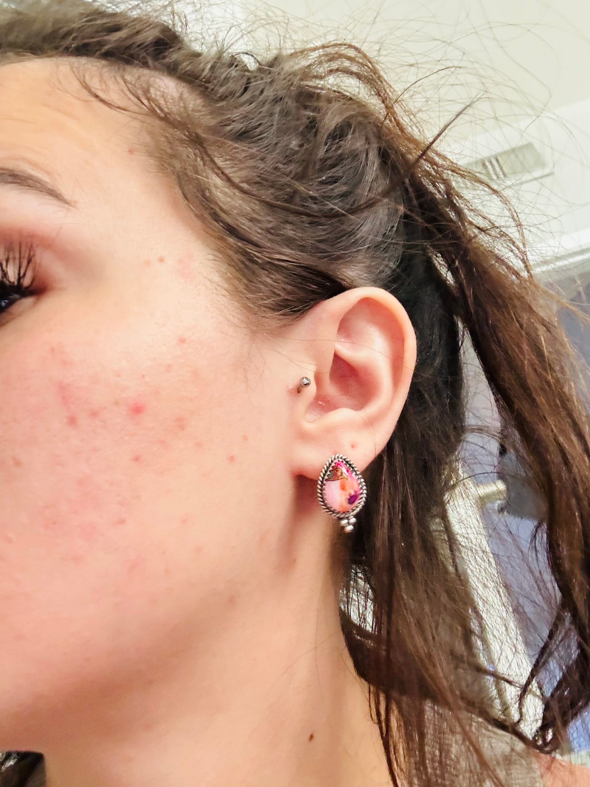 Trish Largo Mohave Turquoise & Sterling Silver Post Earrings