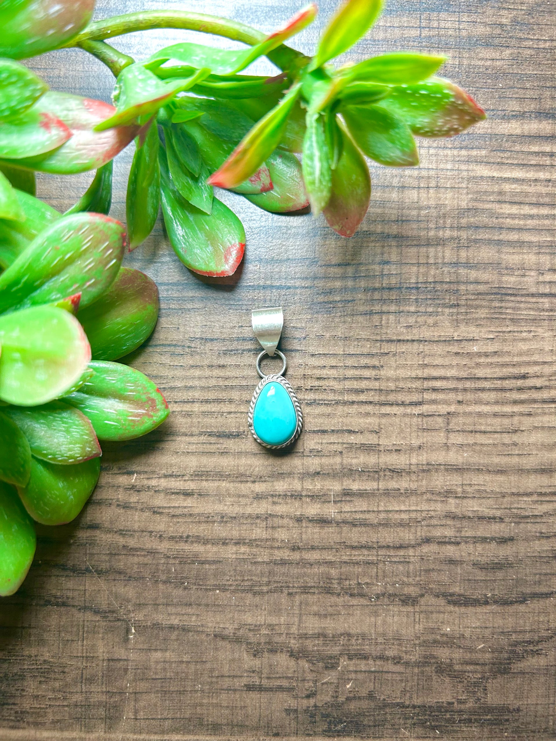 Navajo Made Kingman Turquoise & Sterling Silver Pendant