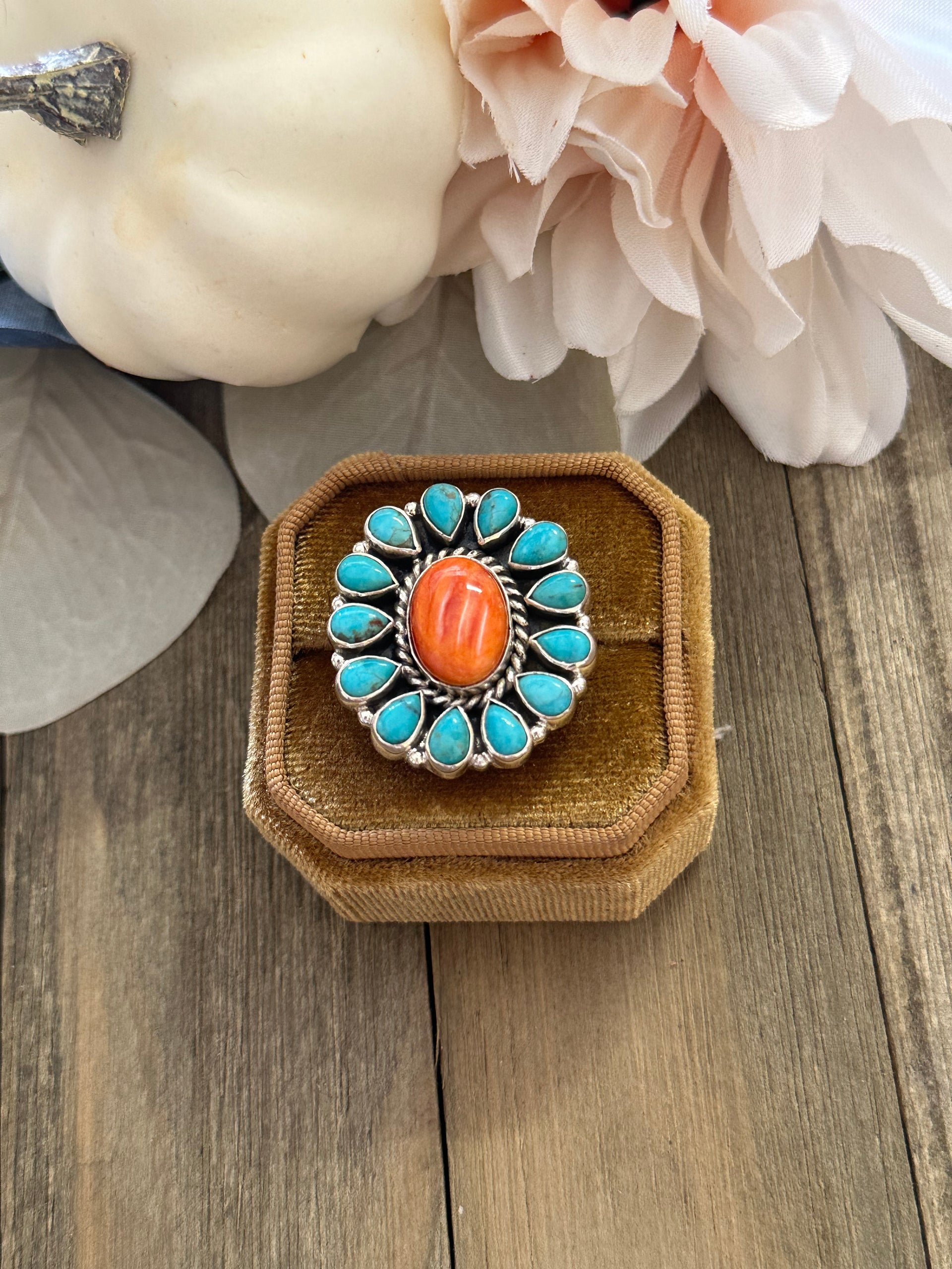 Southwest Handmade Multi Stone & Sterling Silver Adjustable Ring