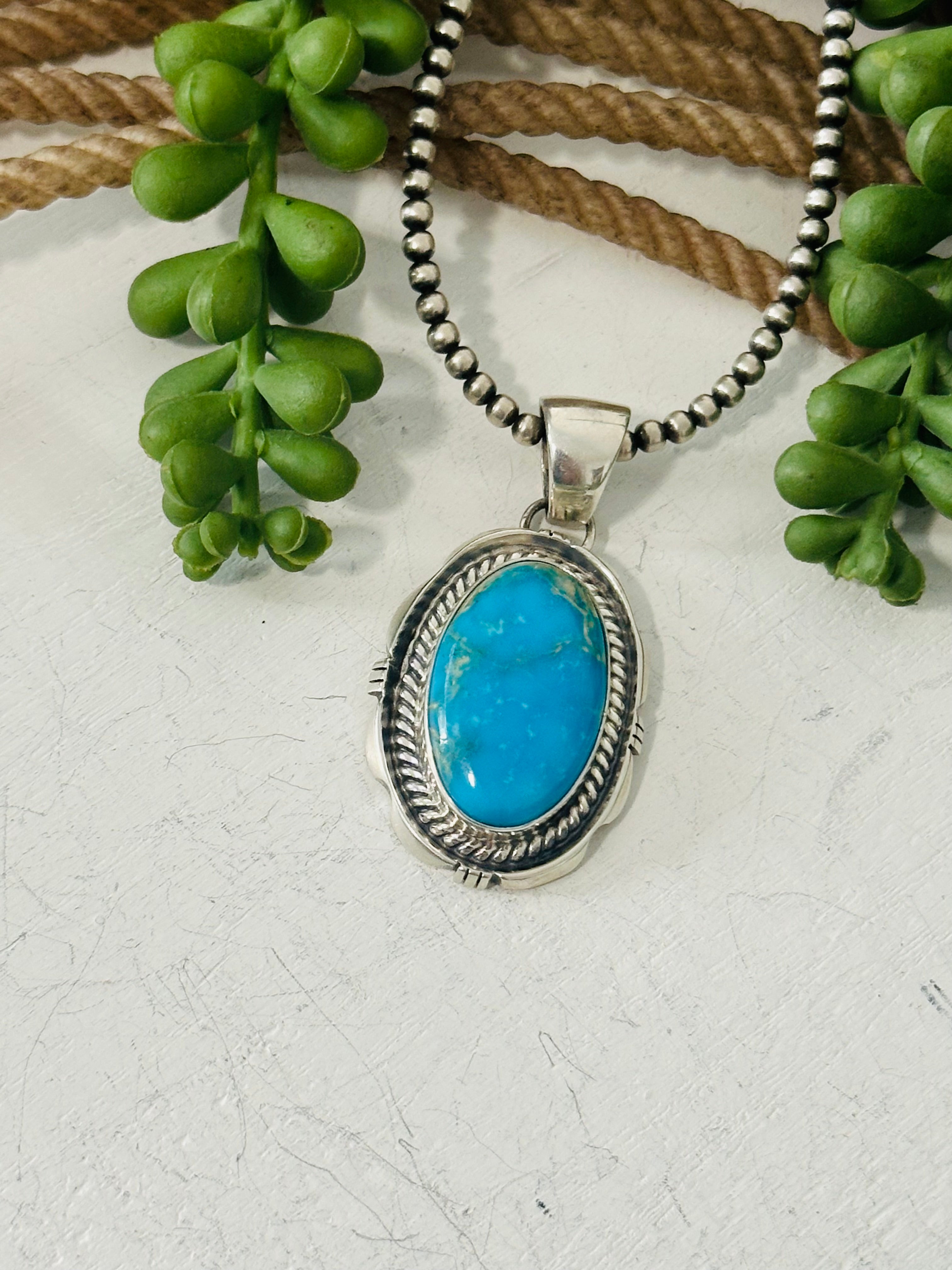 John Begay Kingman Turquoise & Sterling Silver Pendant