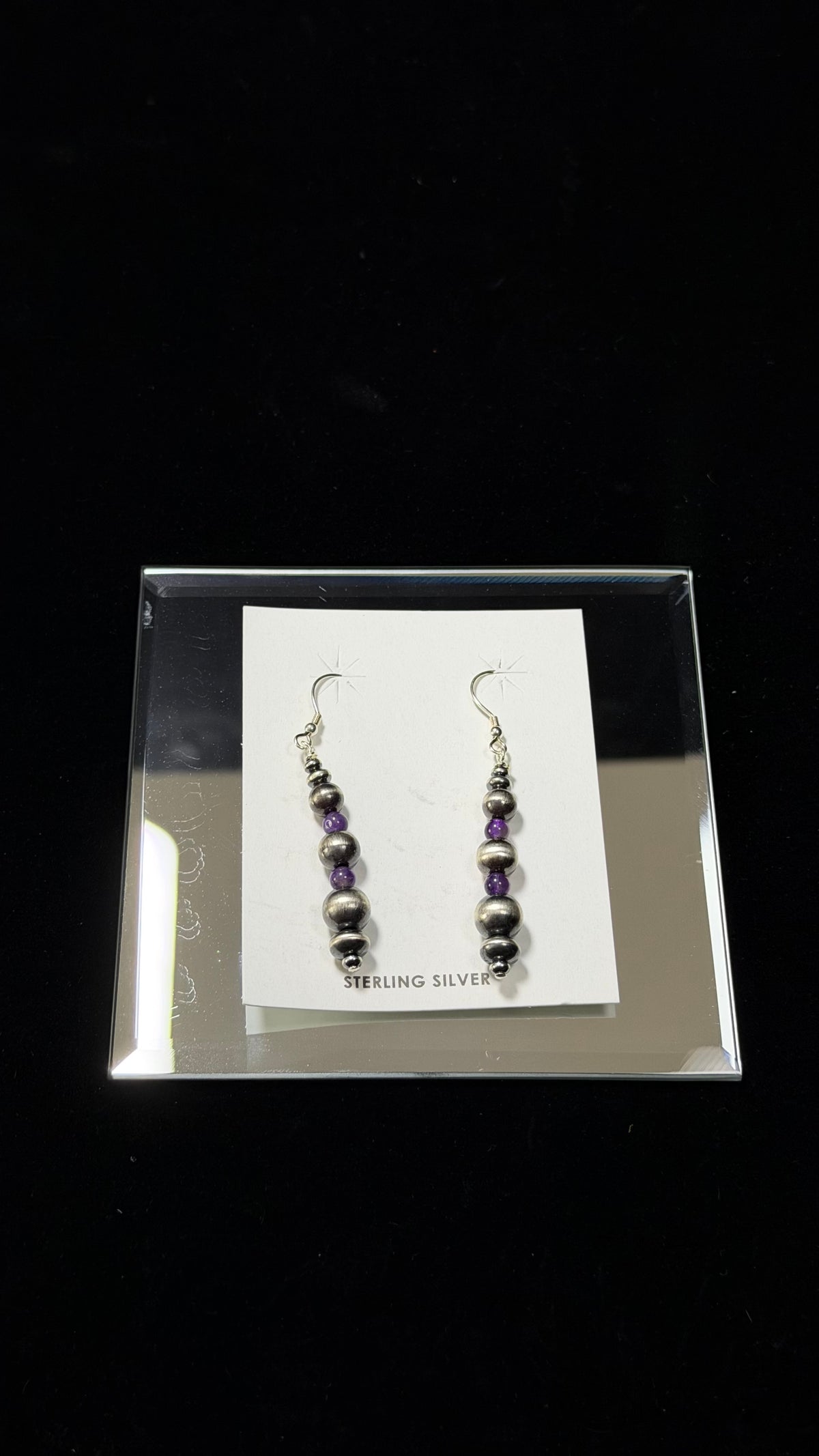 Navajo Made Sterling Silver Machine Made Pearl Dangle Earrings