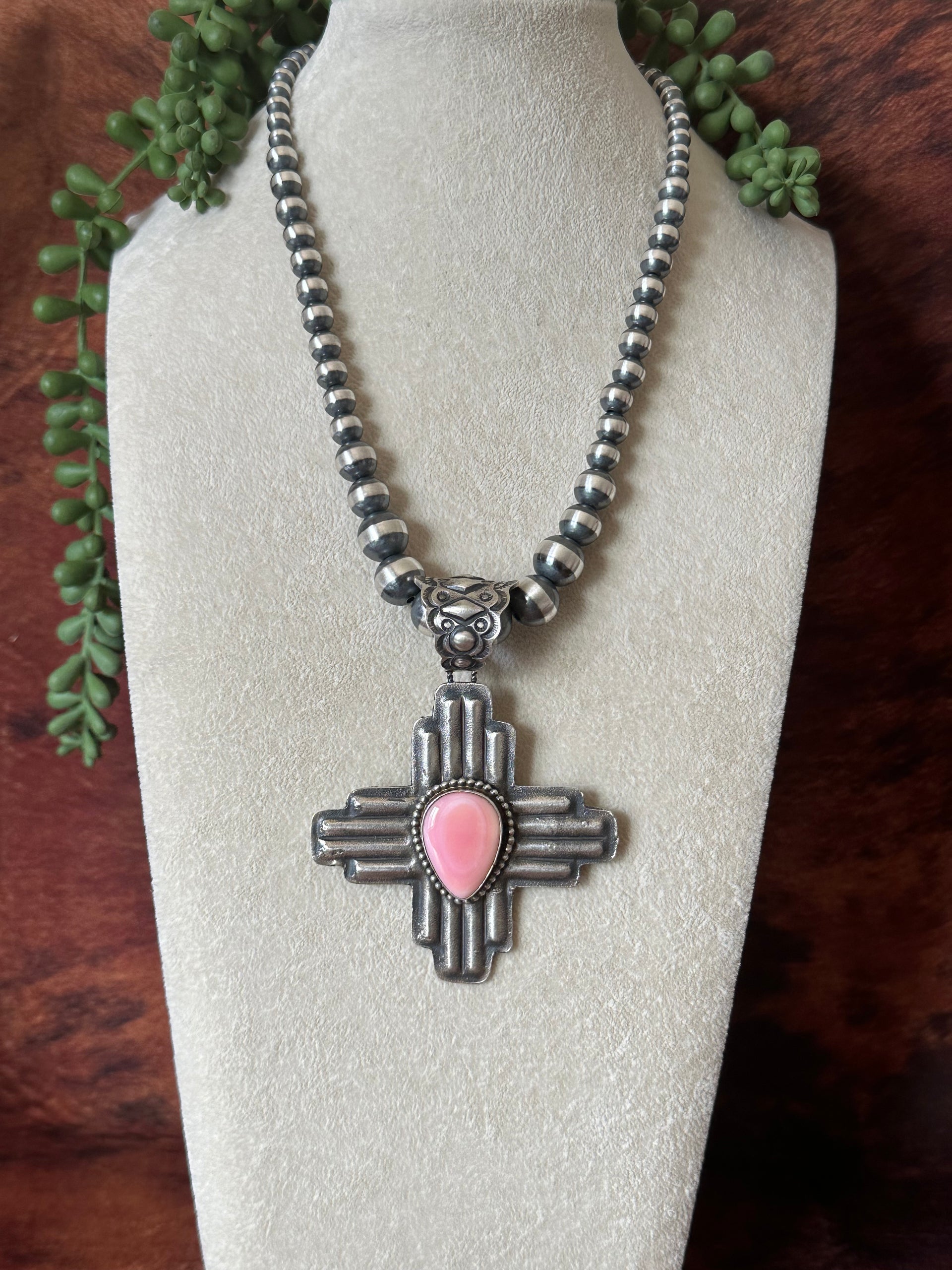 Shawn Cayatineto Pink Conch & Sterling Silver Zia Pendant