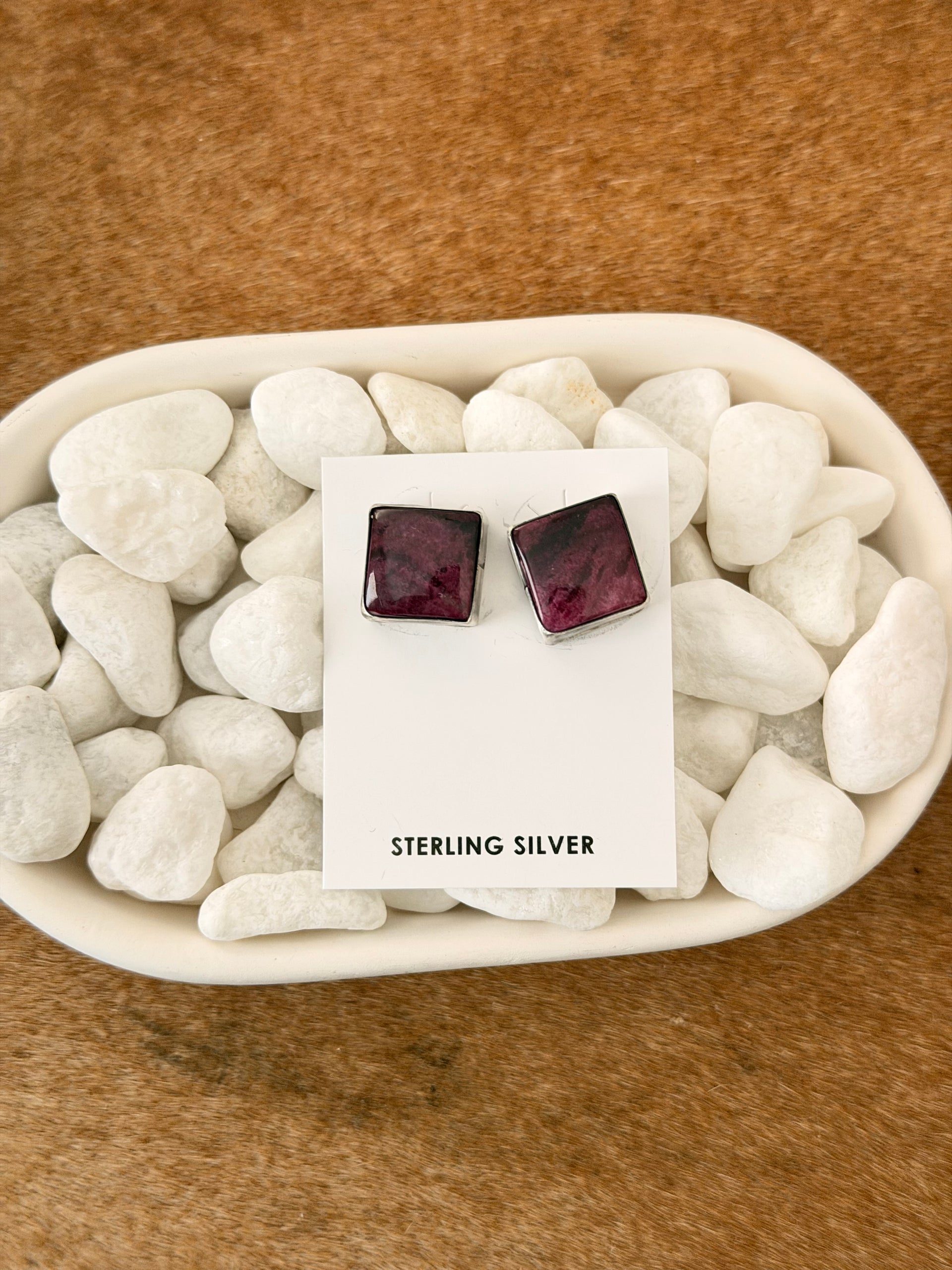 Jon Frank Purple Spiny Oyster & Sterling Silver Post Earrings