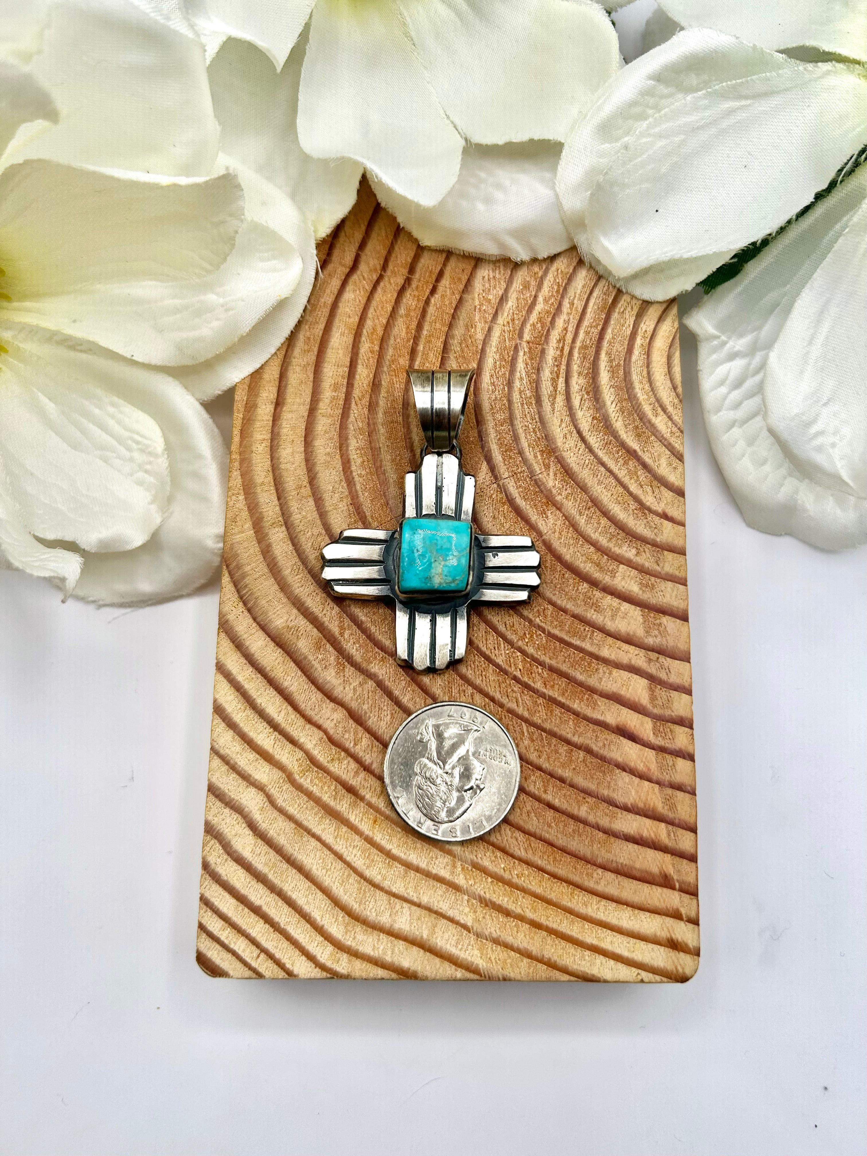 MexicanJewelry Marquetry Turquoise ペンダント Beautiful Blue Mexican Turquoise Southwestern Western Unisex アクセサリー