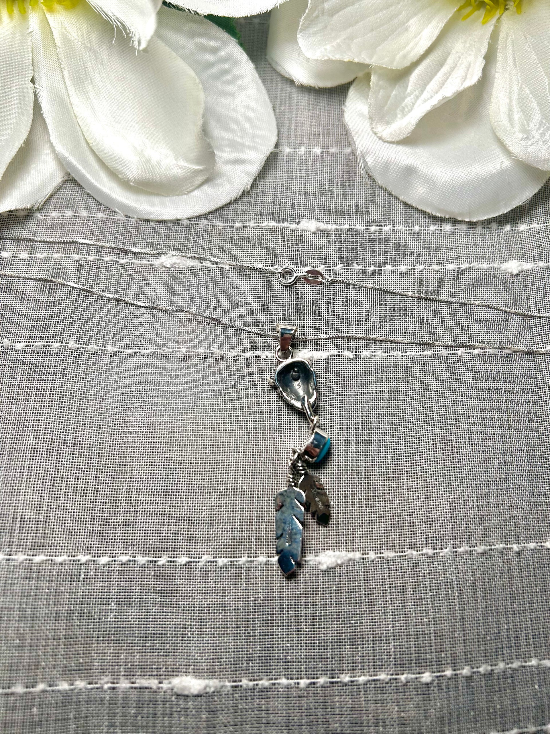 Navajo Made Kingman Turquoise & Sterling Silver Necklace