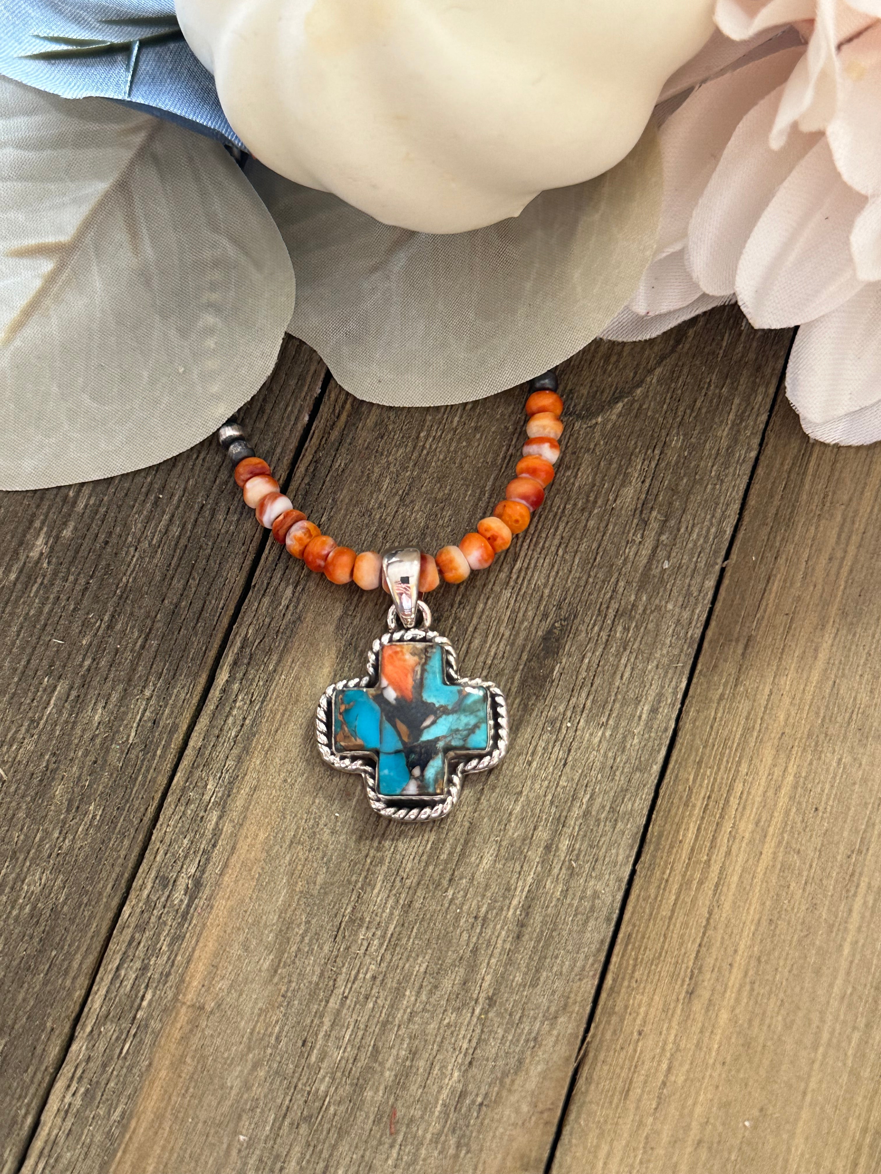 Southwest Handmade Mohave Turquoise & Sterling Silver Pendant