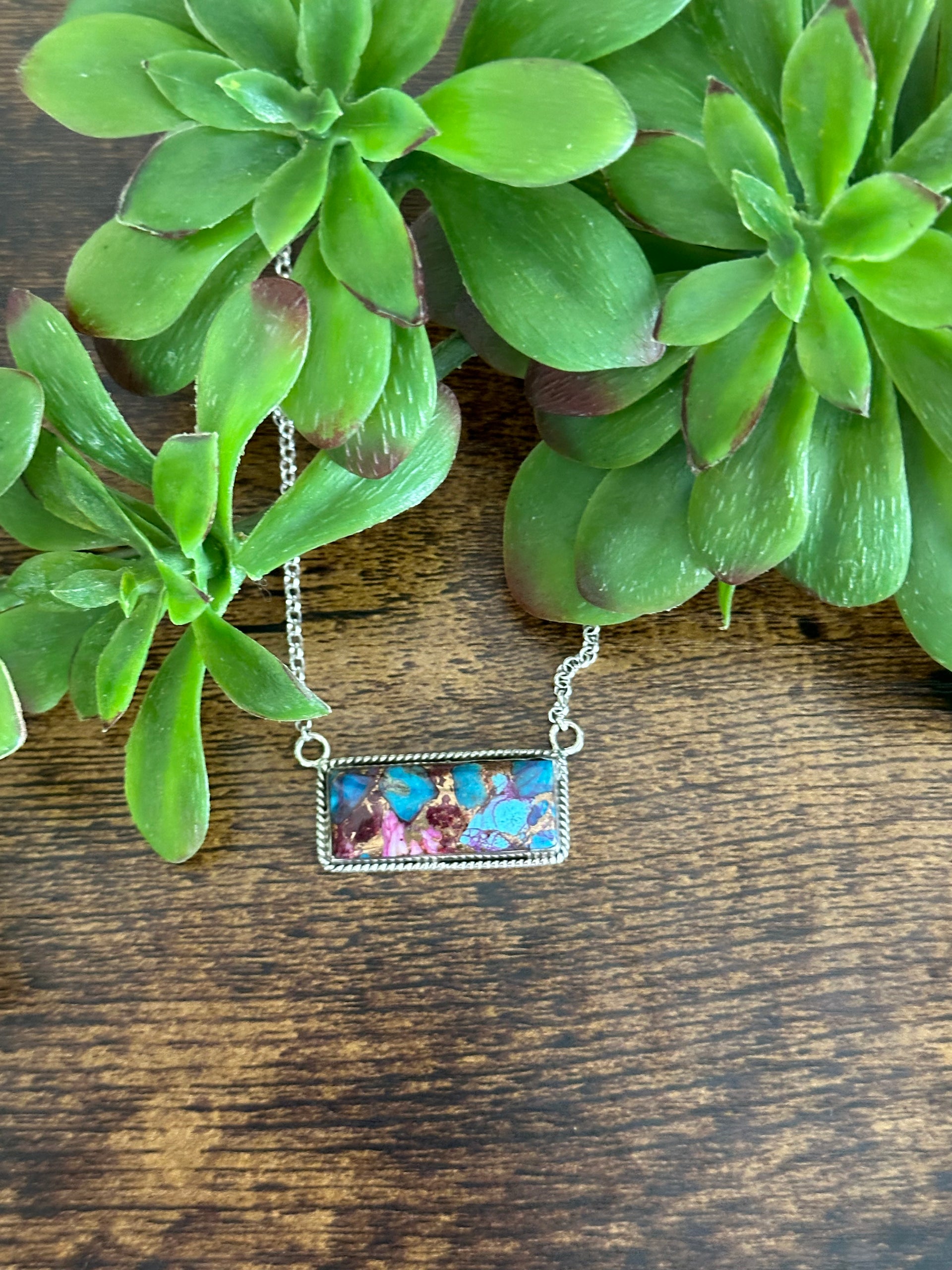 Southwest Made Mohave Turquoise & Sterling Silver Necklace