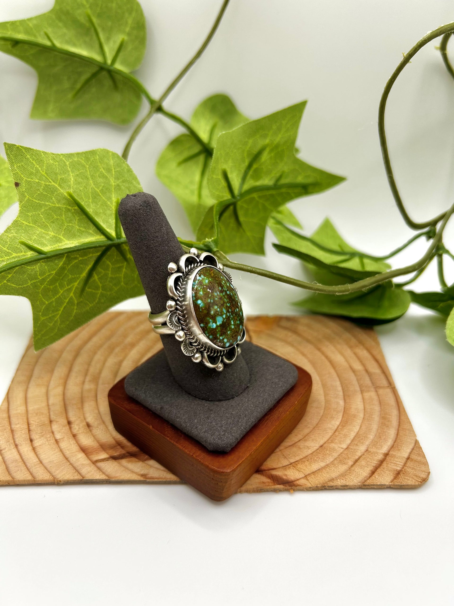 Fred Francis Highgrade Kingman Turquoise & Sterling Silver Adjustable Ring