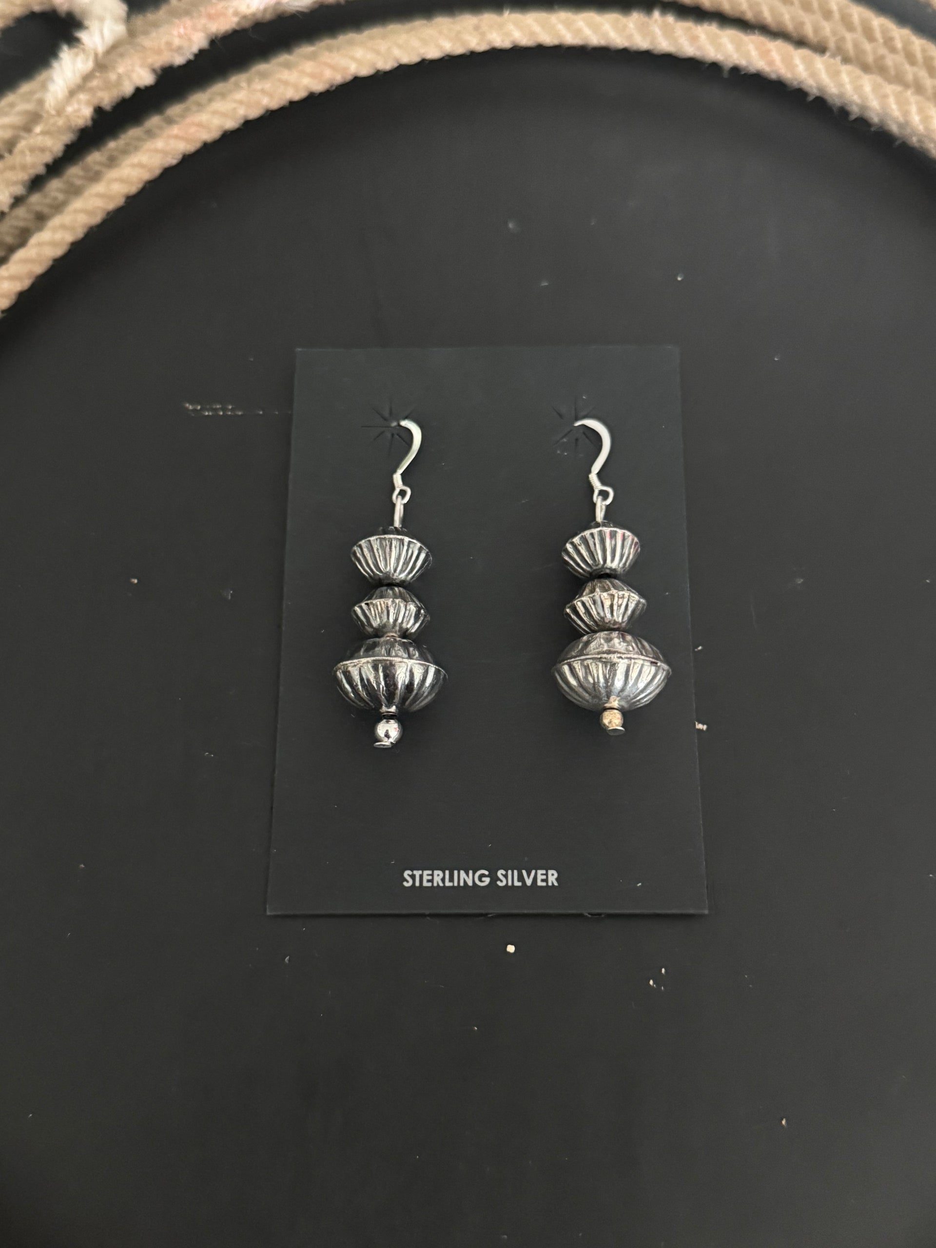 Handmade Navajo Sterling Silver Pearl Dangle Earrings
