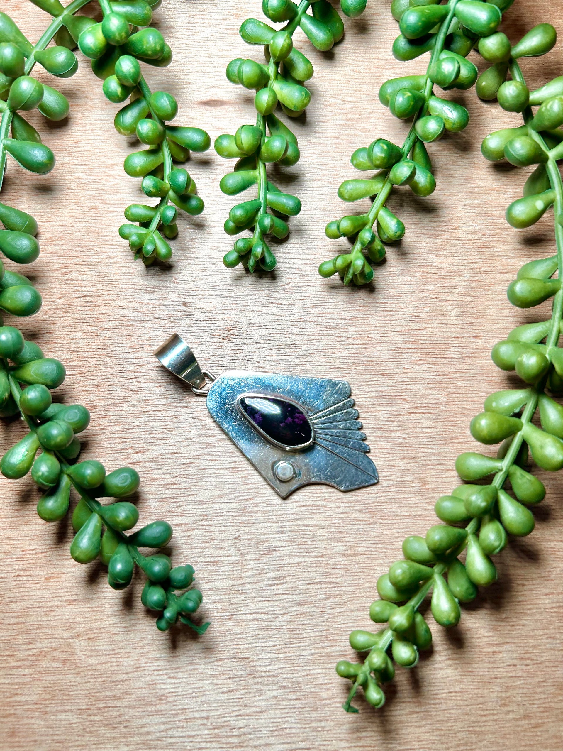 Navajo Made Sngilite  & Sterling Silver Pendant