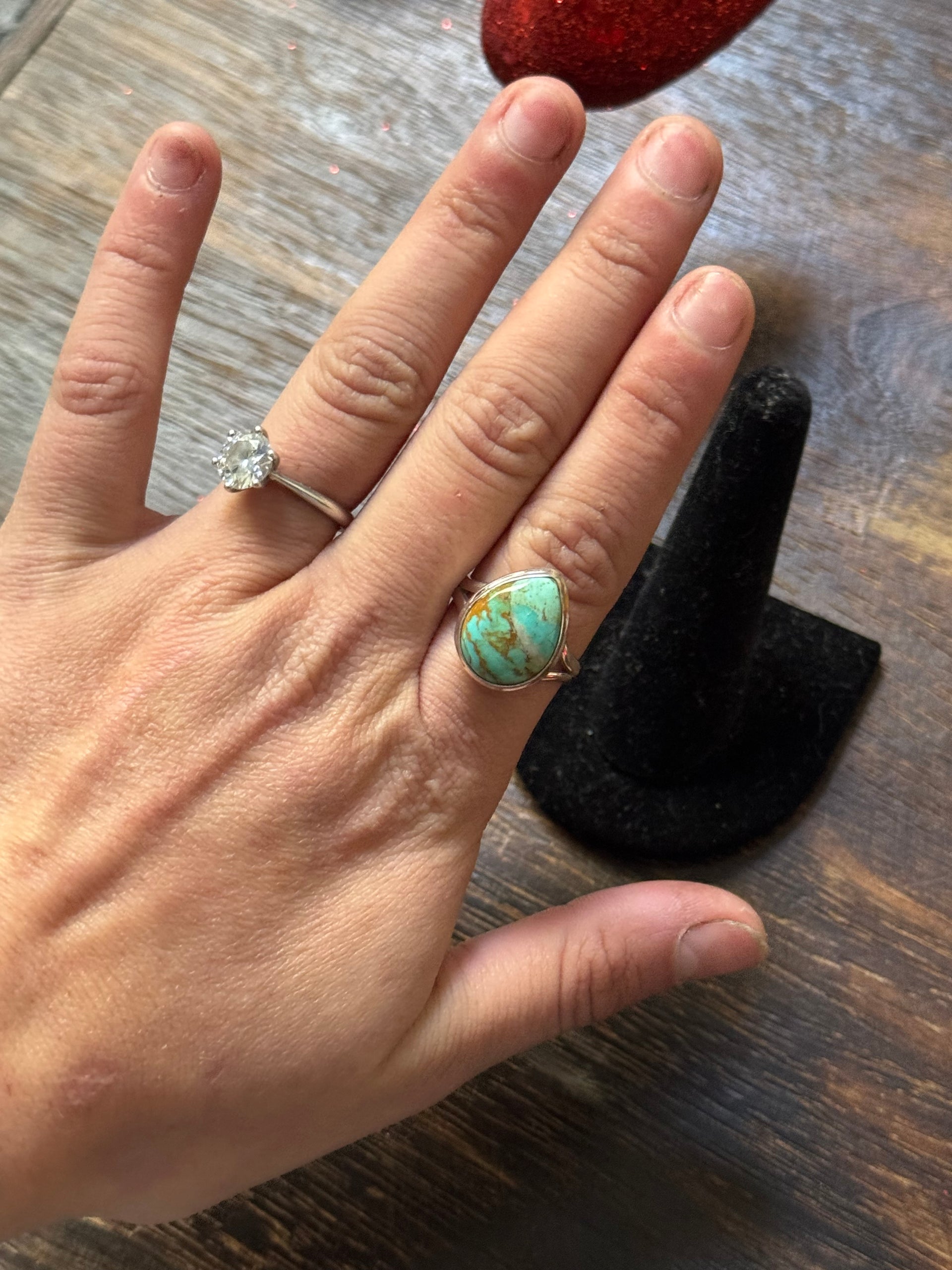 Southwest Handmade Kingman Turquoise & Sterling Silver Adjustable Ring