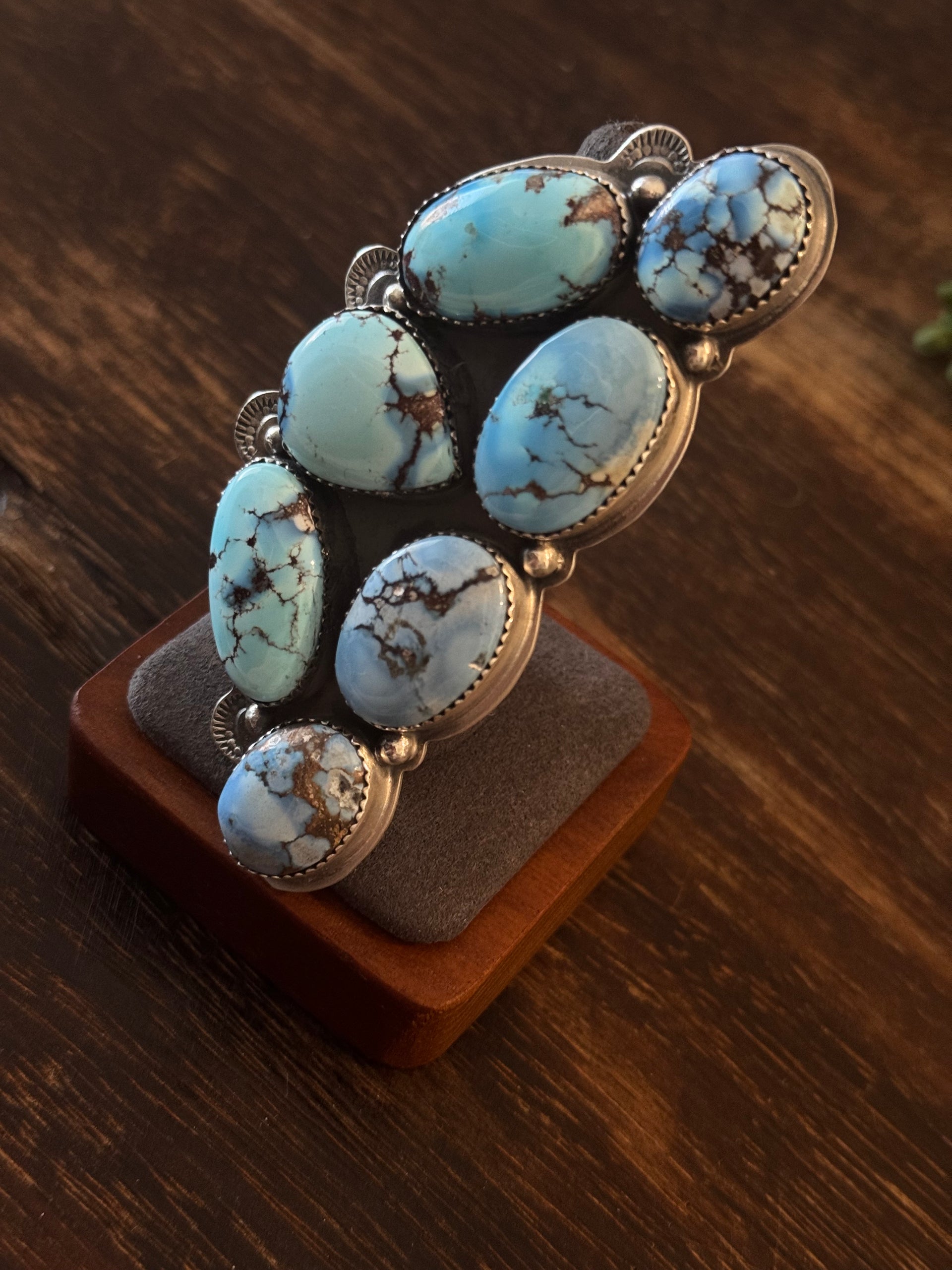 Boyd Ashley Golden Hills Turquoise & Sterling Silver Cluster Adjustable Ring