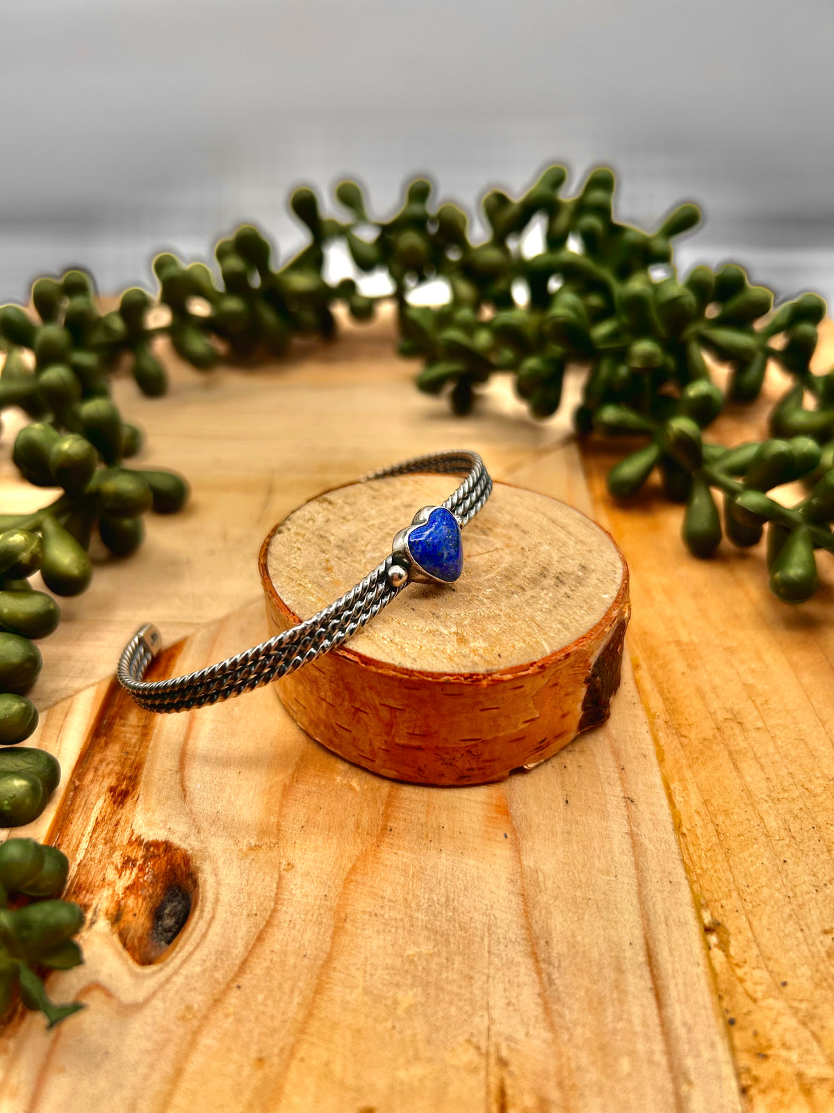Navajo Made Lapis & Sterling Silver Cuff Bracelet
