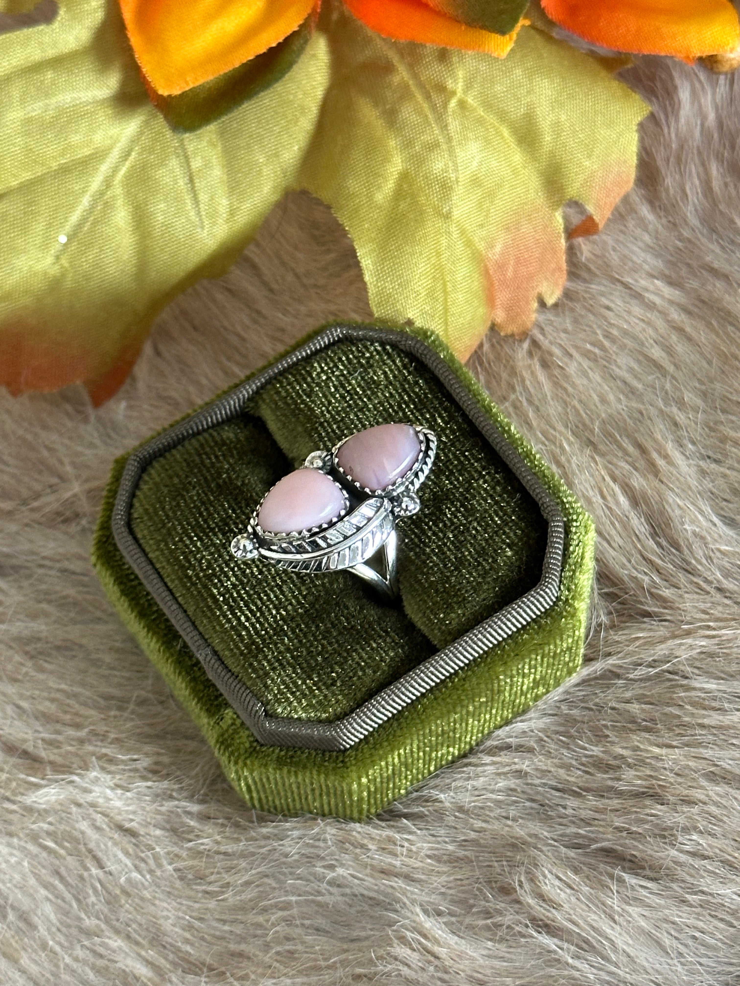 Southwest Handmade Pink Opal & Sterling Silver Ring