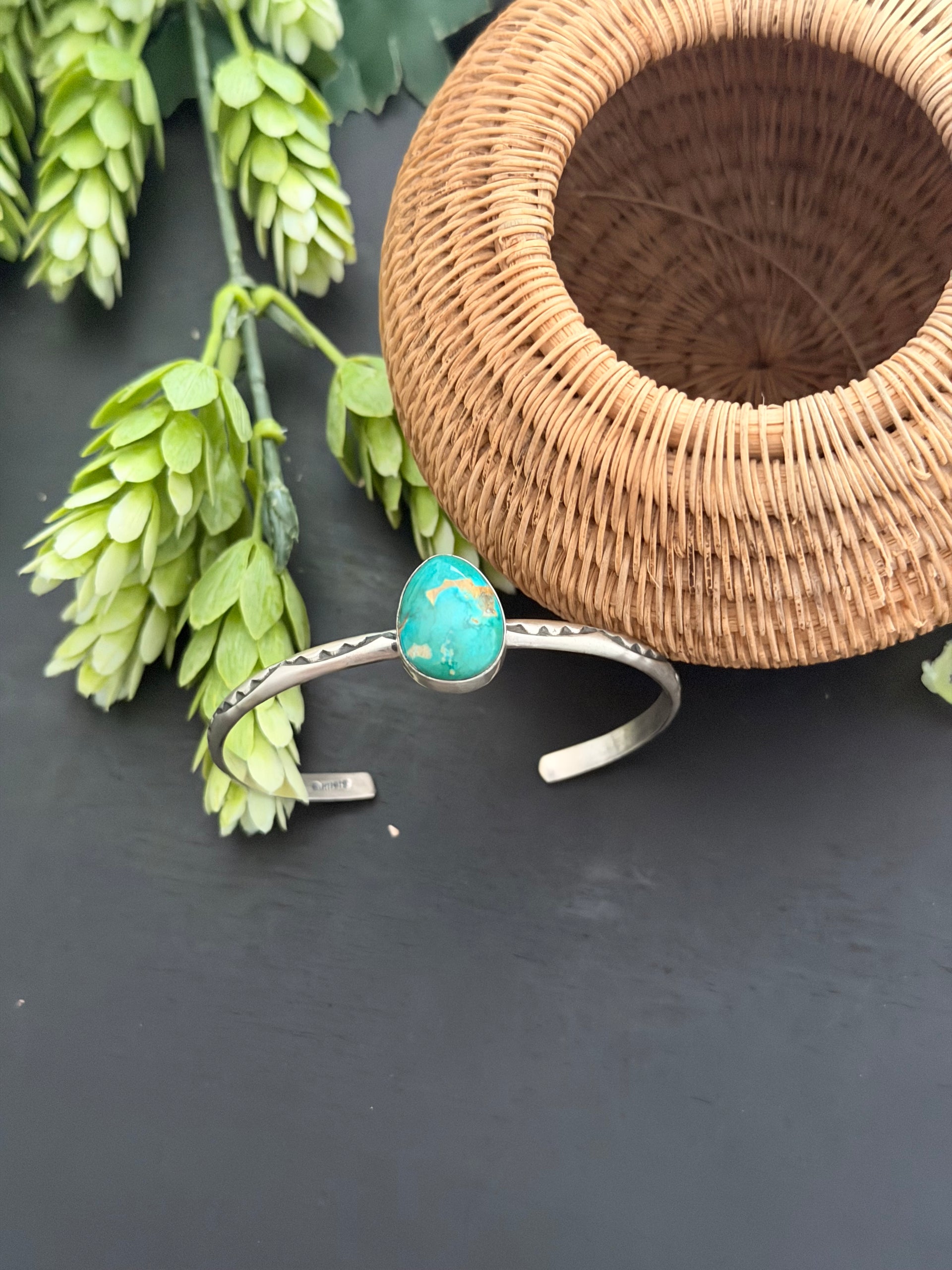 Navajo Made Royston Turquoise & Sterling Silver Cuff Bracelet