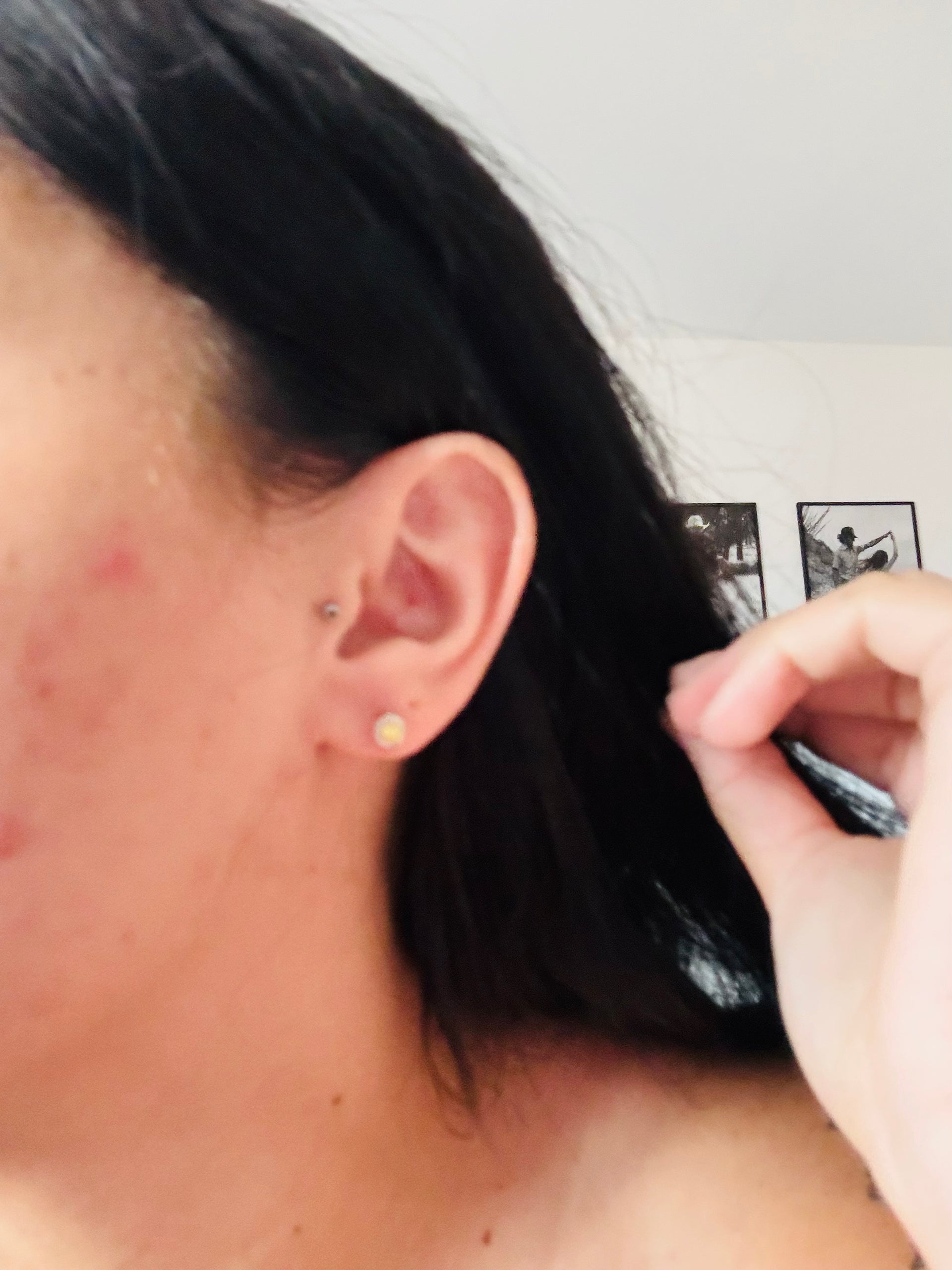 Navajo Made Yellow Opal & Sterling Silver Post Earrings