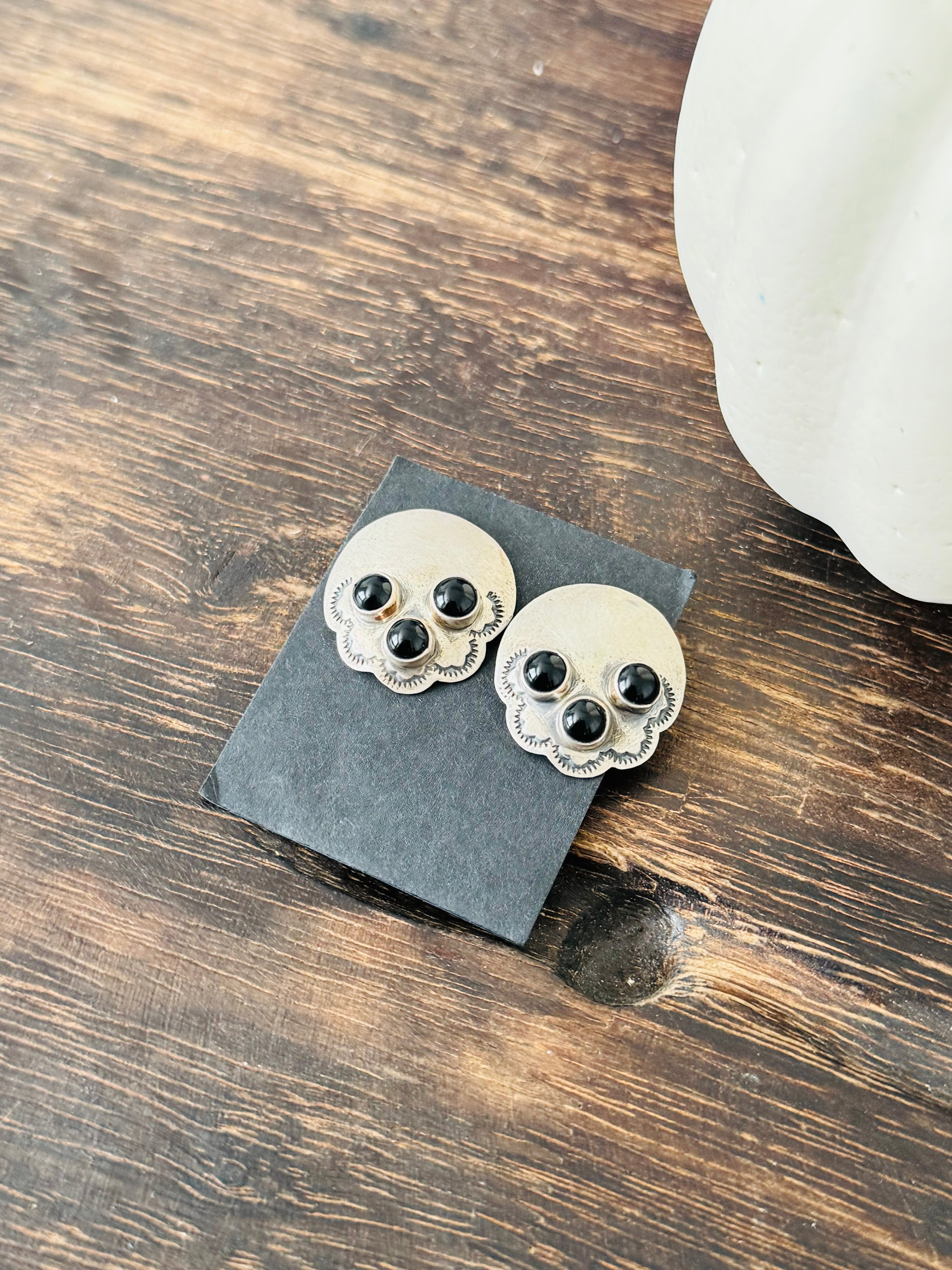 Sheila Tso Onyx & Sterling Silver Post Earrings