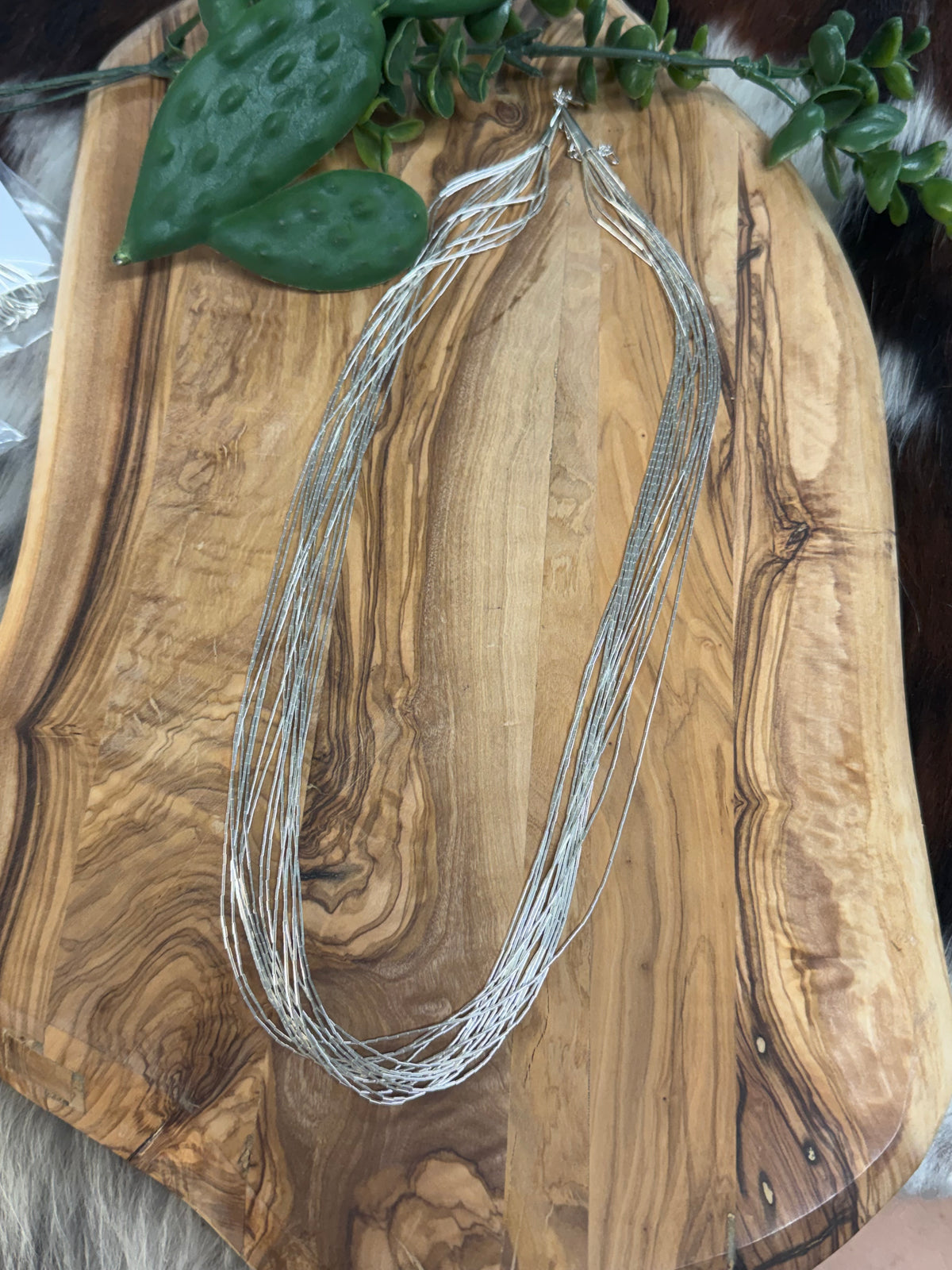 Southwest Handmade Liquid Silver 15 Strand 24” Necklace