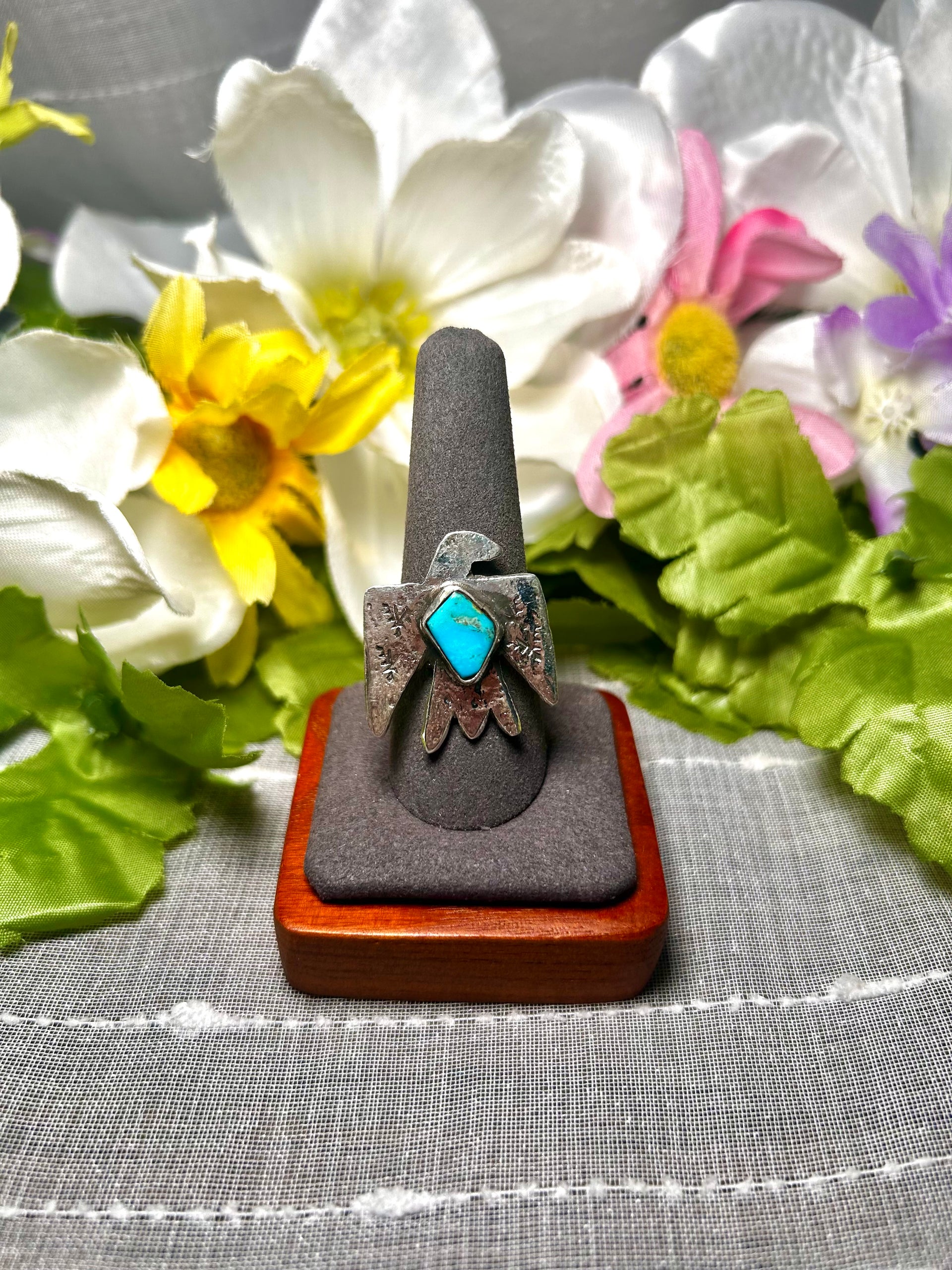 Jude Candelaria Kingman Turquoise & Sterling Silver Adjustable Ring
