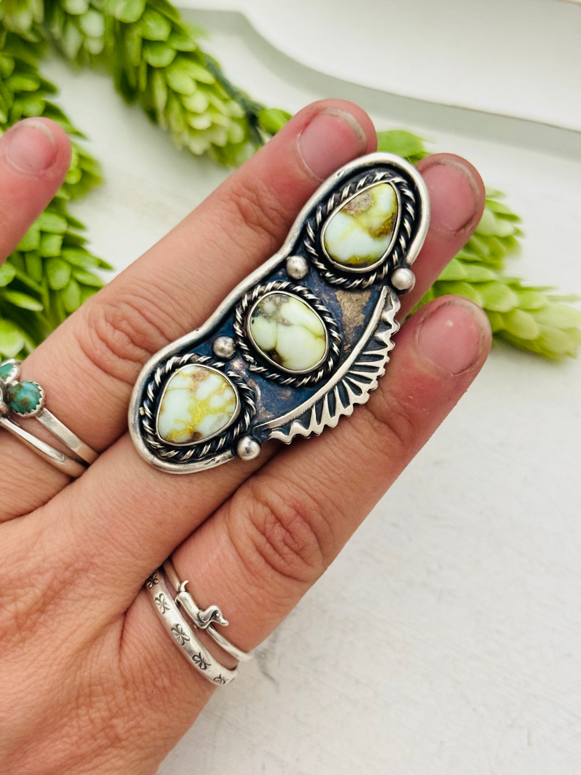 Jimmy Garcia Palomino Variscite & Sterling Silver Ring Size 7