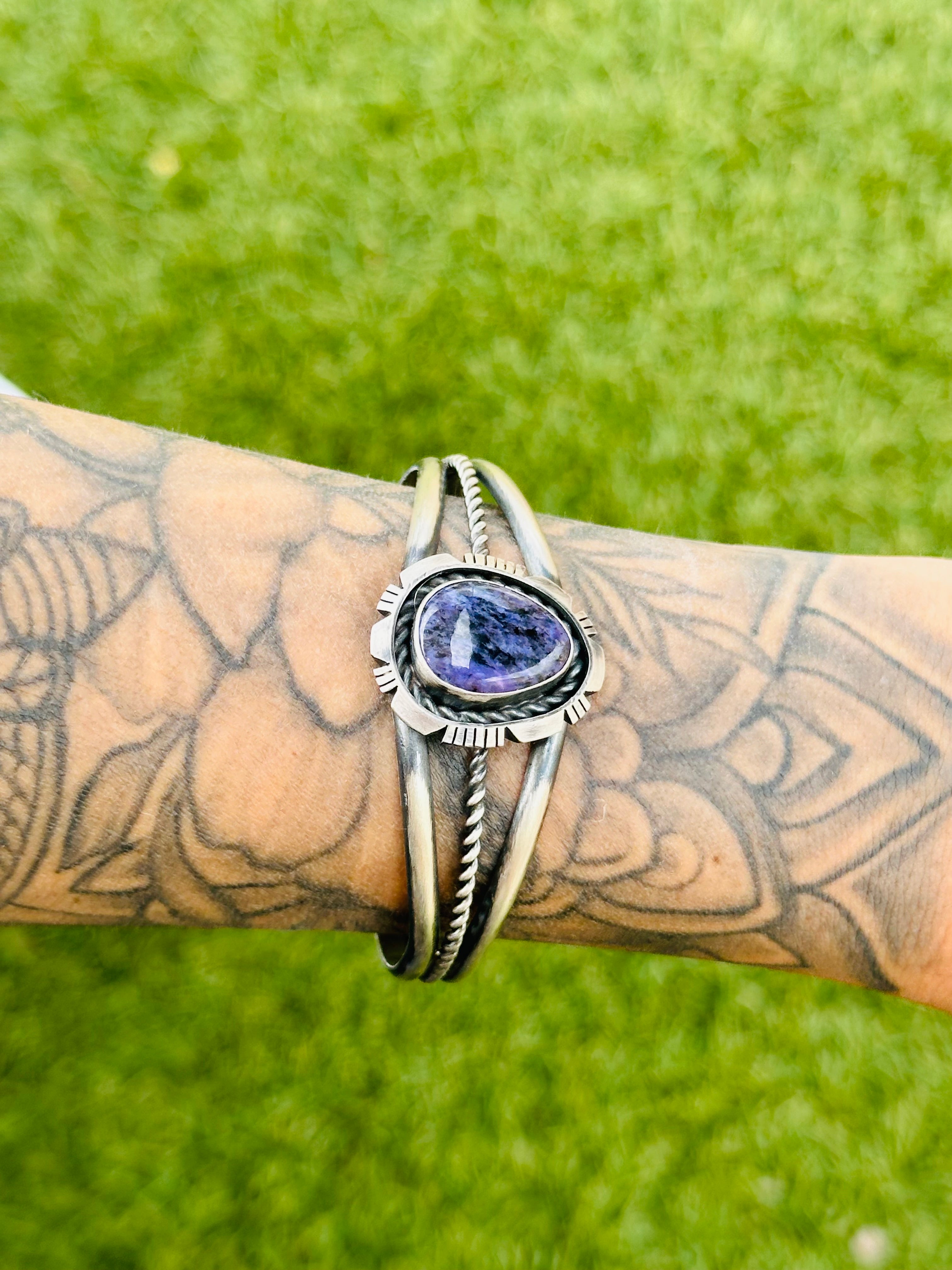 Eli Skeets Charoite & Sterling Silver Cuff Bracelet