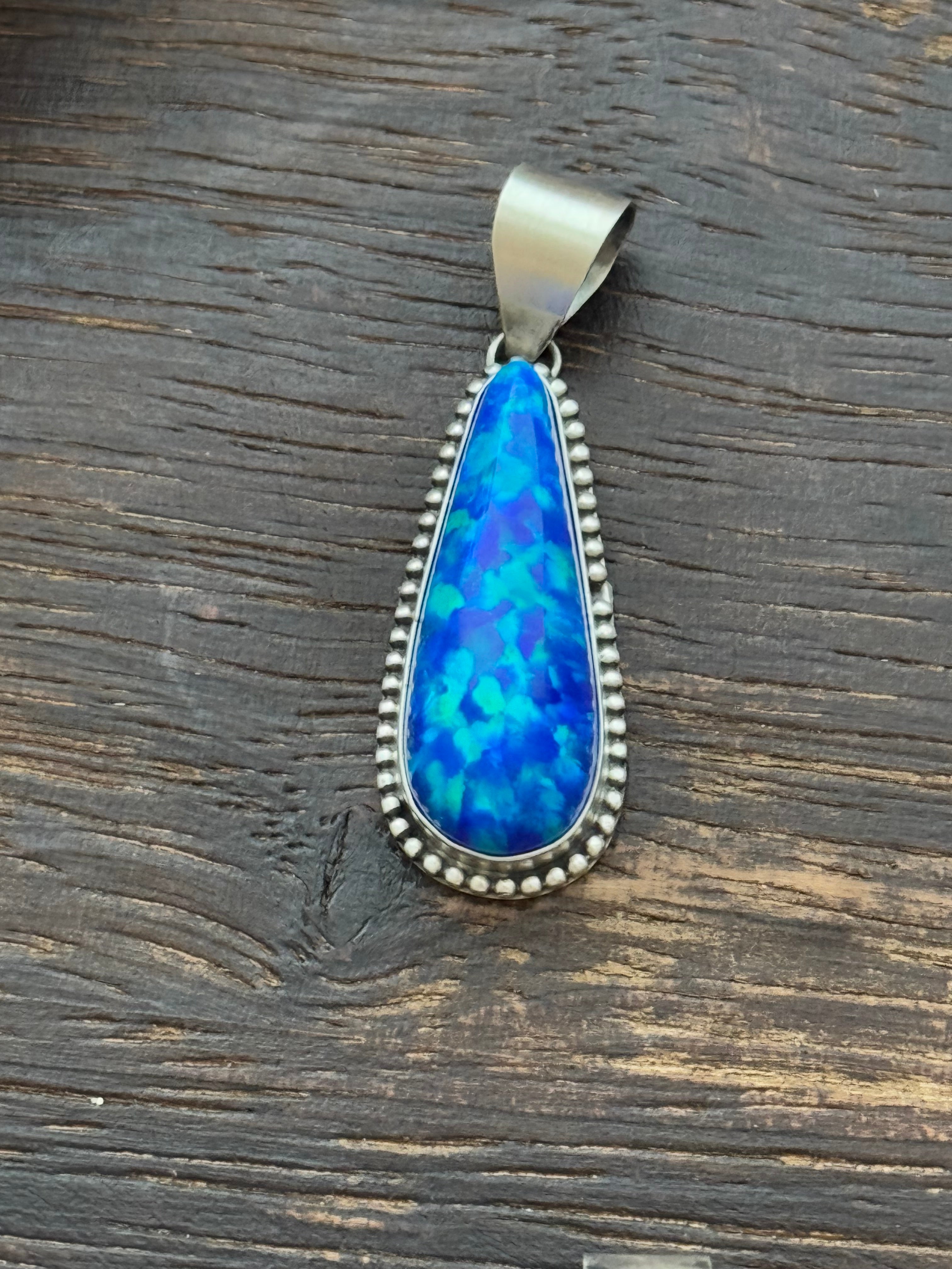 Navajo Made Opal & Sterling Silver Pendant