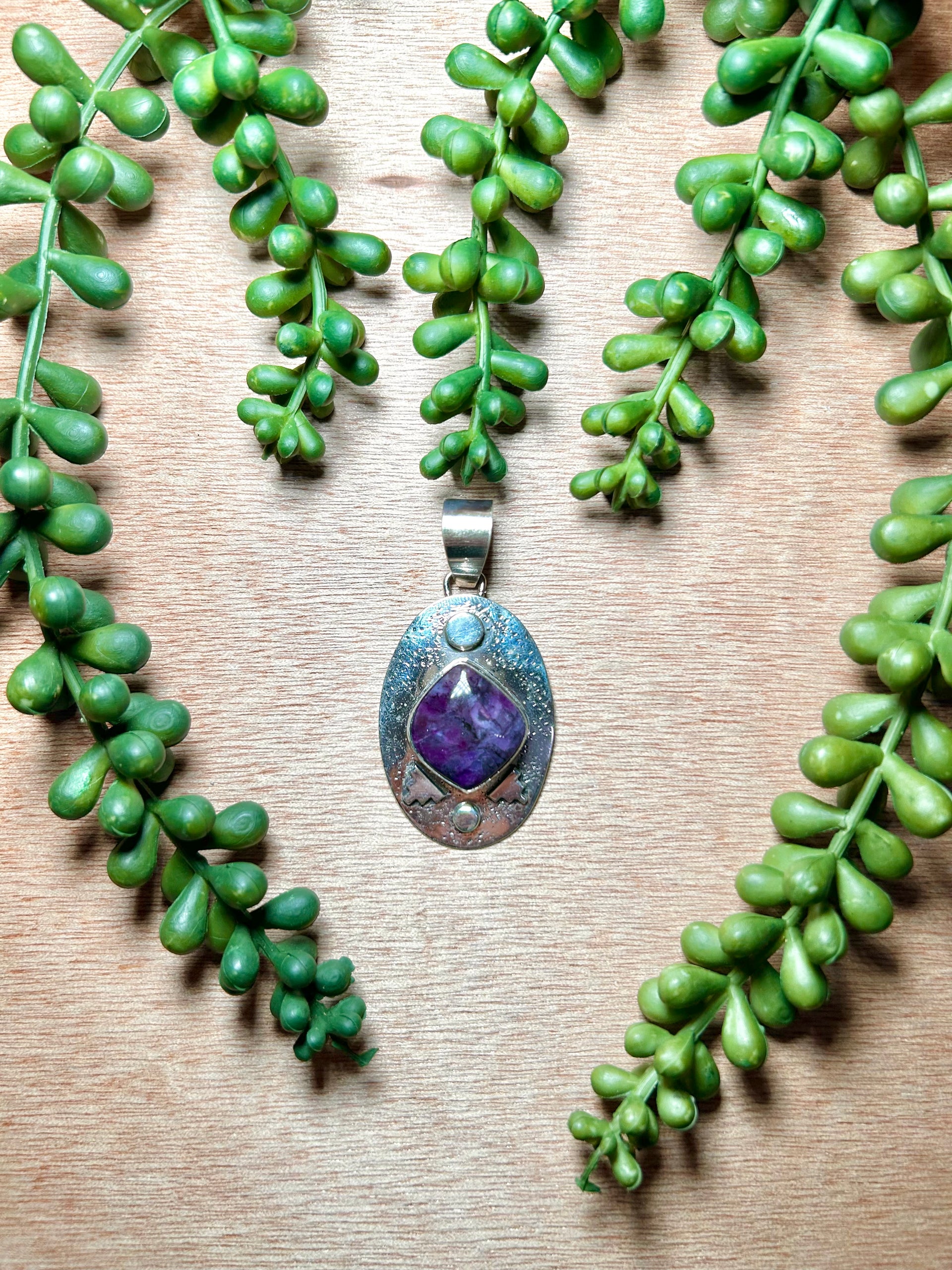 Navajo Made Sngilite  & Sterling Silver Pendant