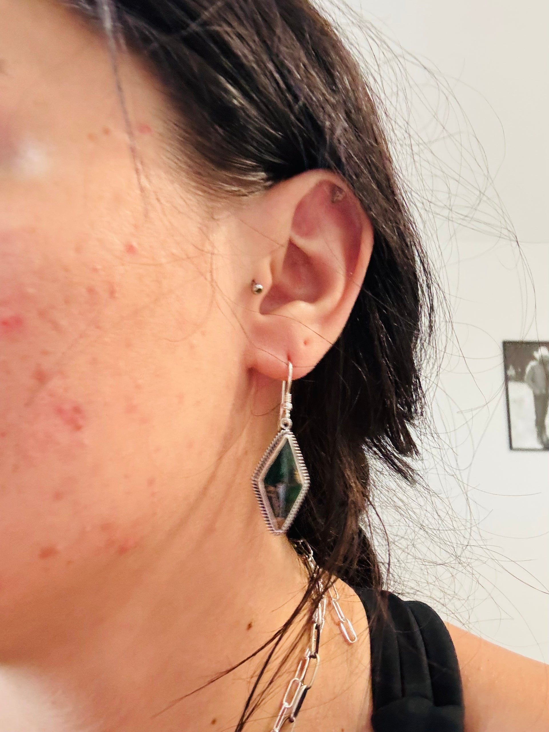 Southwest Handmade Royston Turquoise & Sterling Silver Dangle Earrings