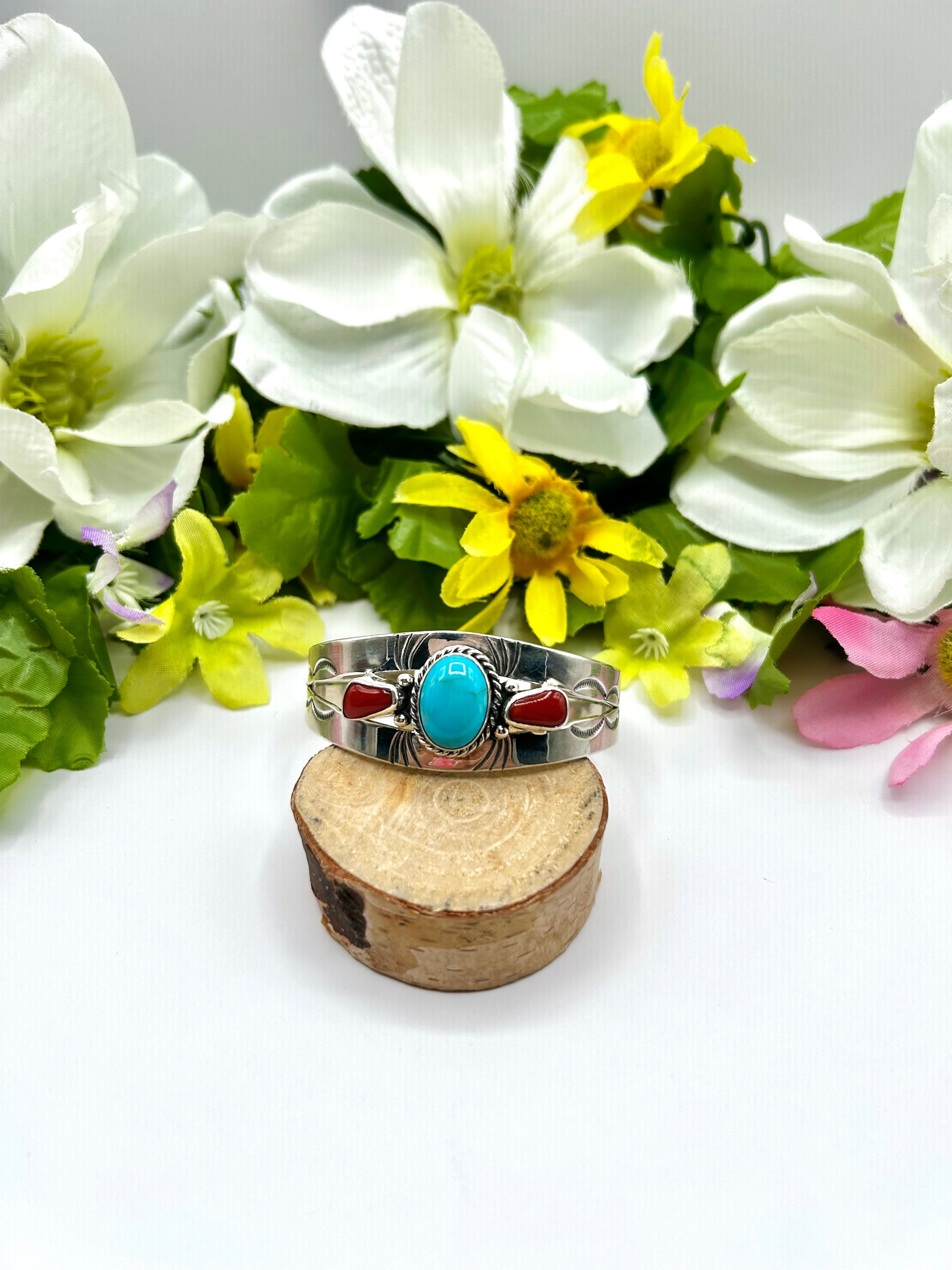 Larry Kaye Multi Stone & Sterling Silver Cuff Bracelet