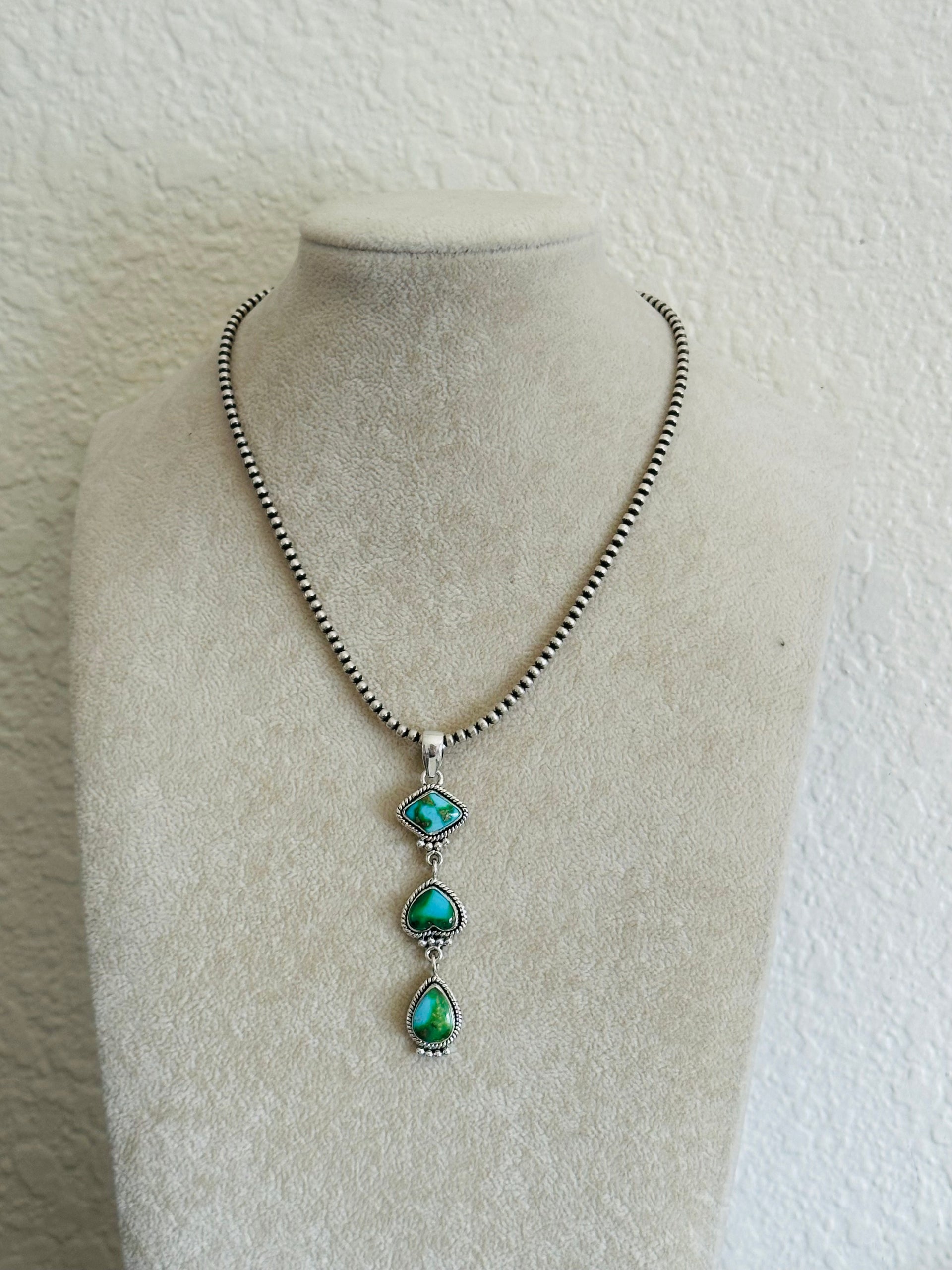 Southwest Handmade Sonoran Gold Turquoise & Sterling Silver Pendant