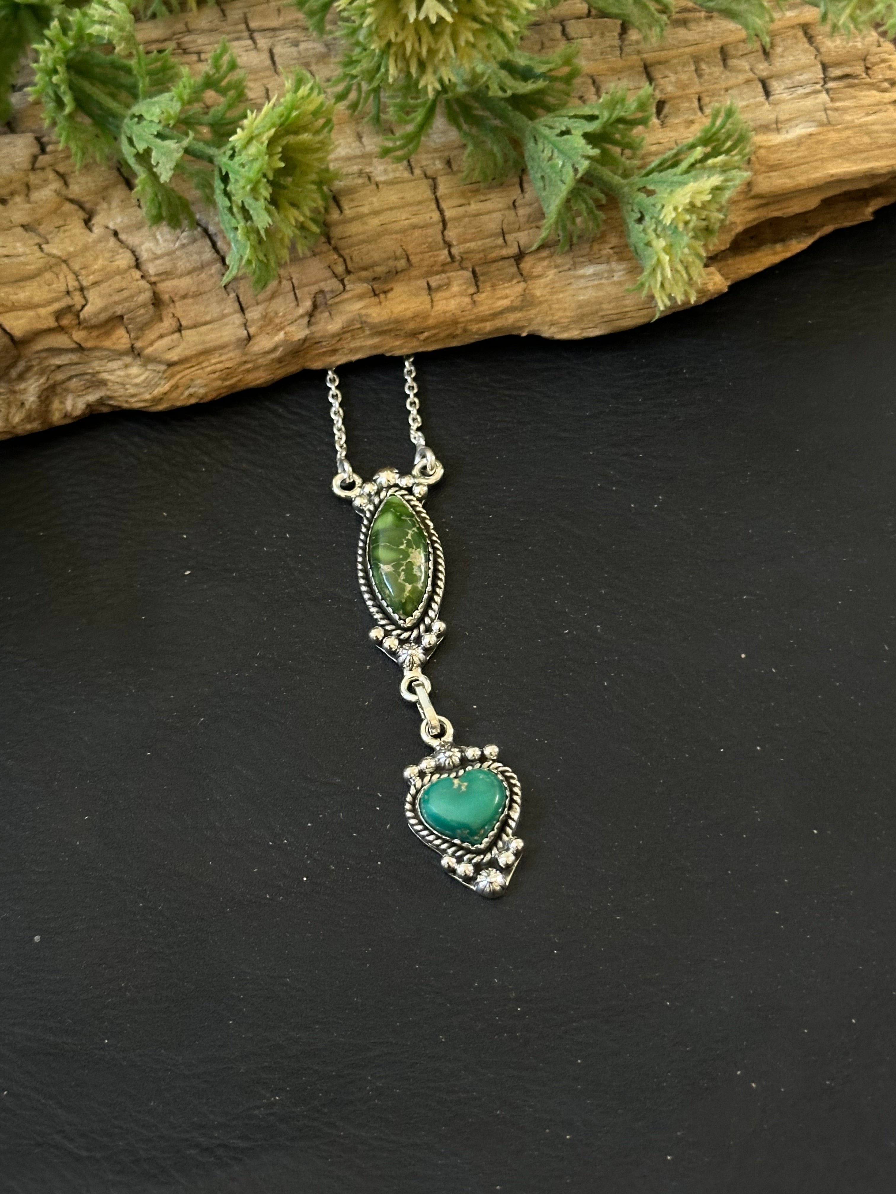 Southwest Handmade Emerald Valley Turquoise & Sterling Silver Necklace