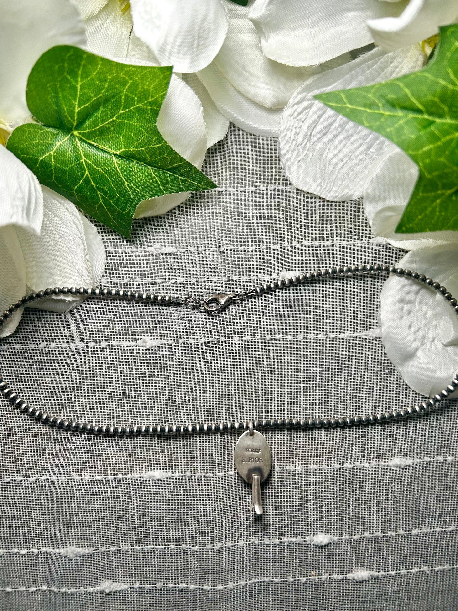 George Rios Purple Spiny Oyster & Sterling Silver Necklace