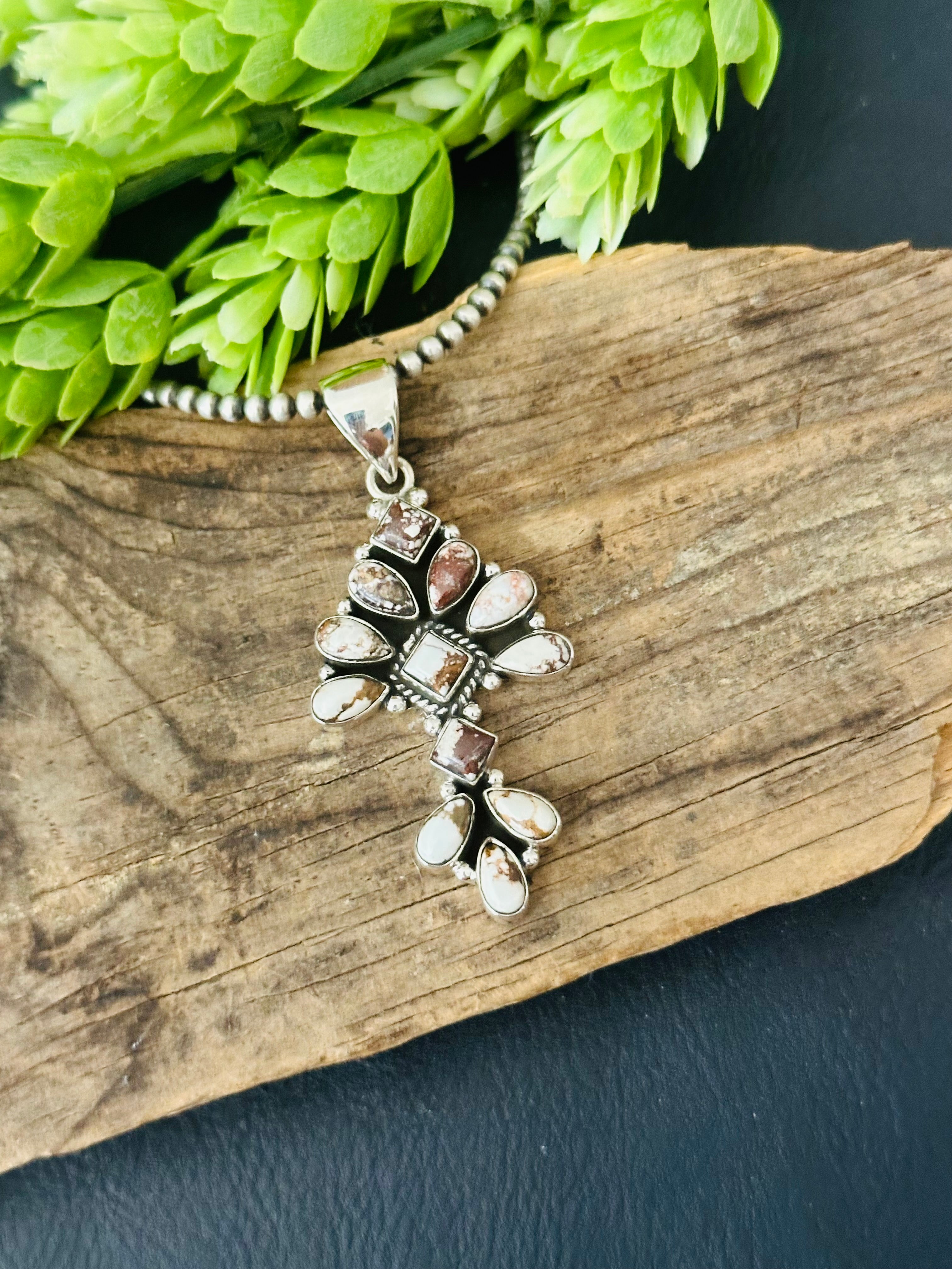 Southwest Handmade Wild Horse & Sterling Silver Cluster Pendant