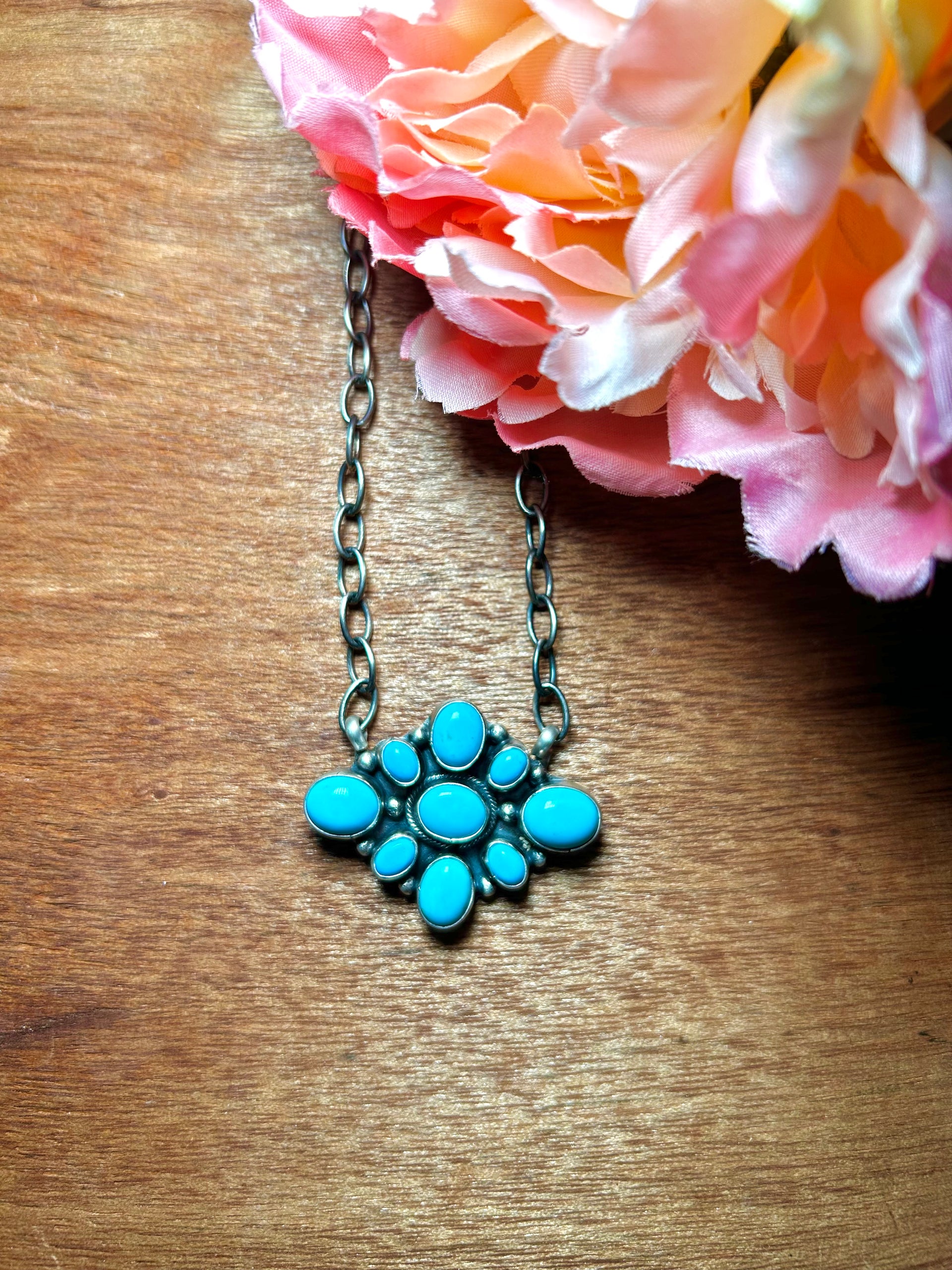 Sheila Becenti Kingman Turquoise & Sterling Sliver Necklace