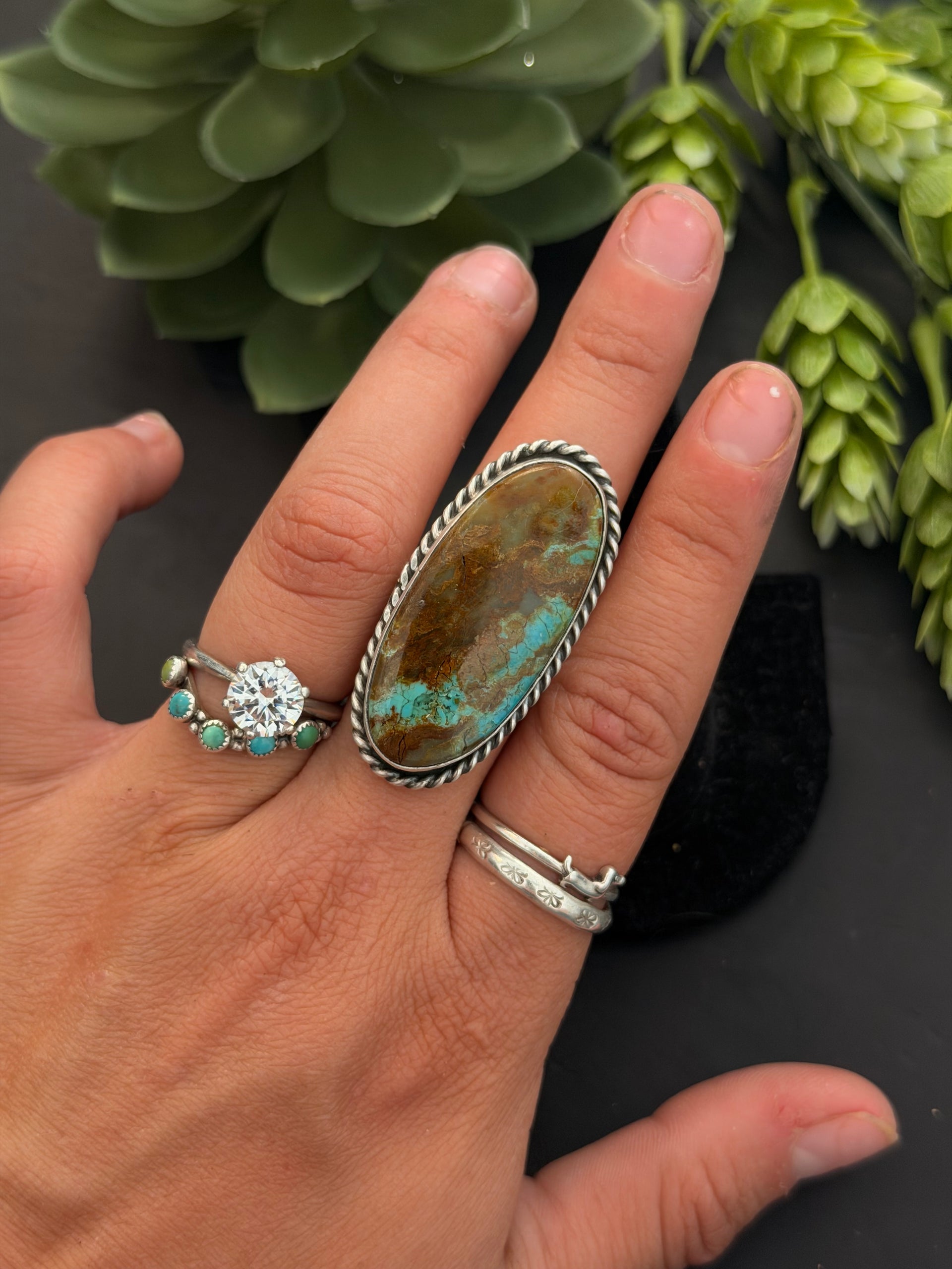 Chassity Belone Mine 8 Turquoise & Sterling Silver Adjustable Ring