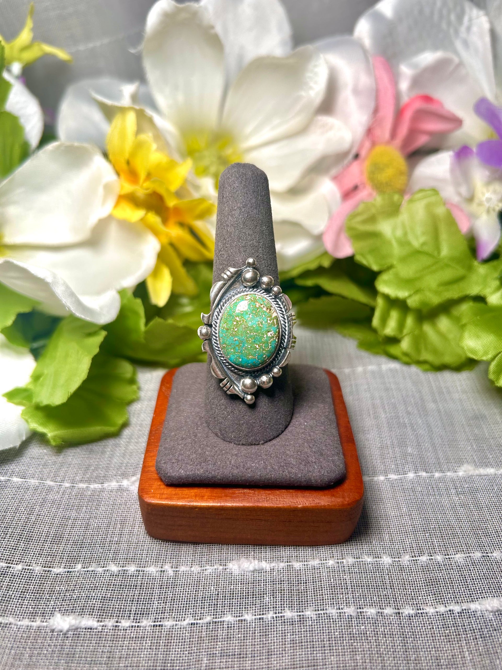 Daniel Benally Kingman Turquoise & Sterling Silver Ring Size 9.25