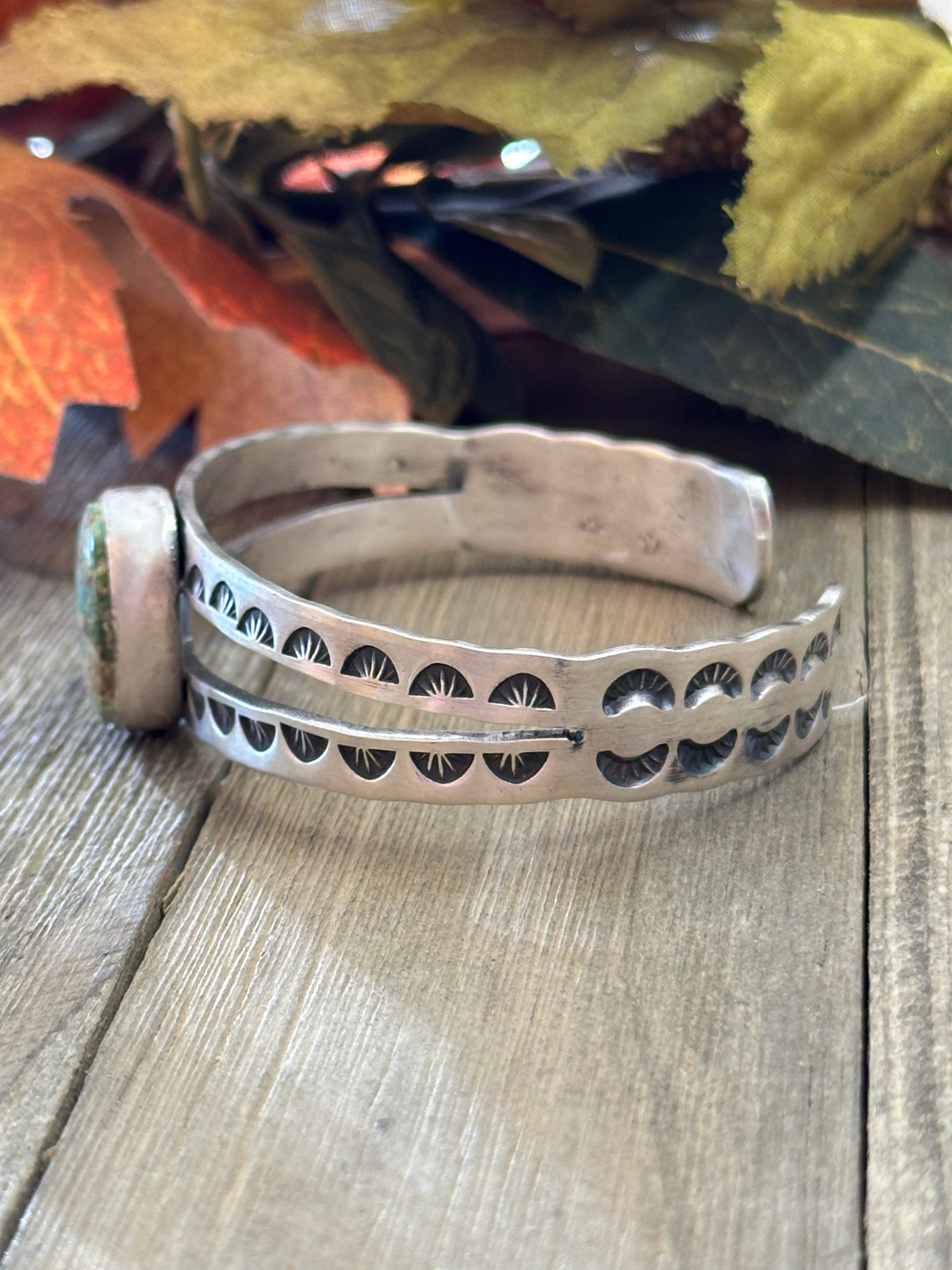 Navajo Made Sonoran Mountain Turquoise & Sterling Silver Cuff Bracelet.