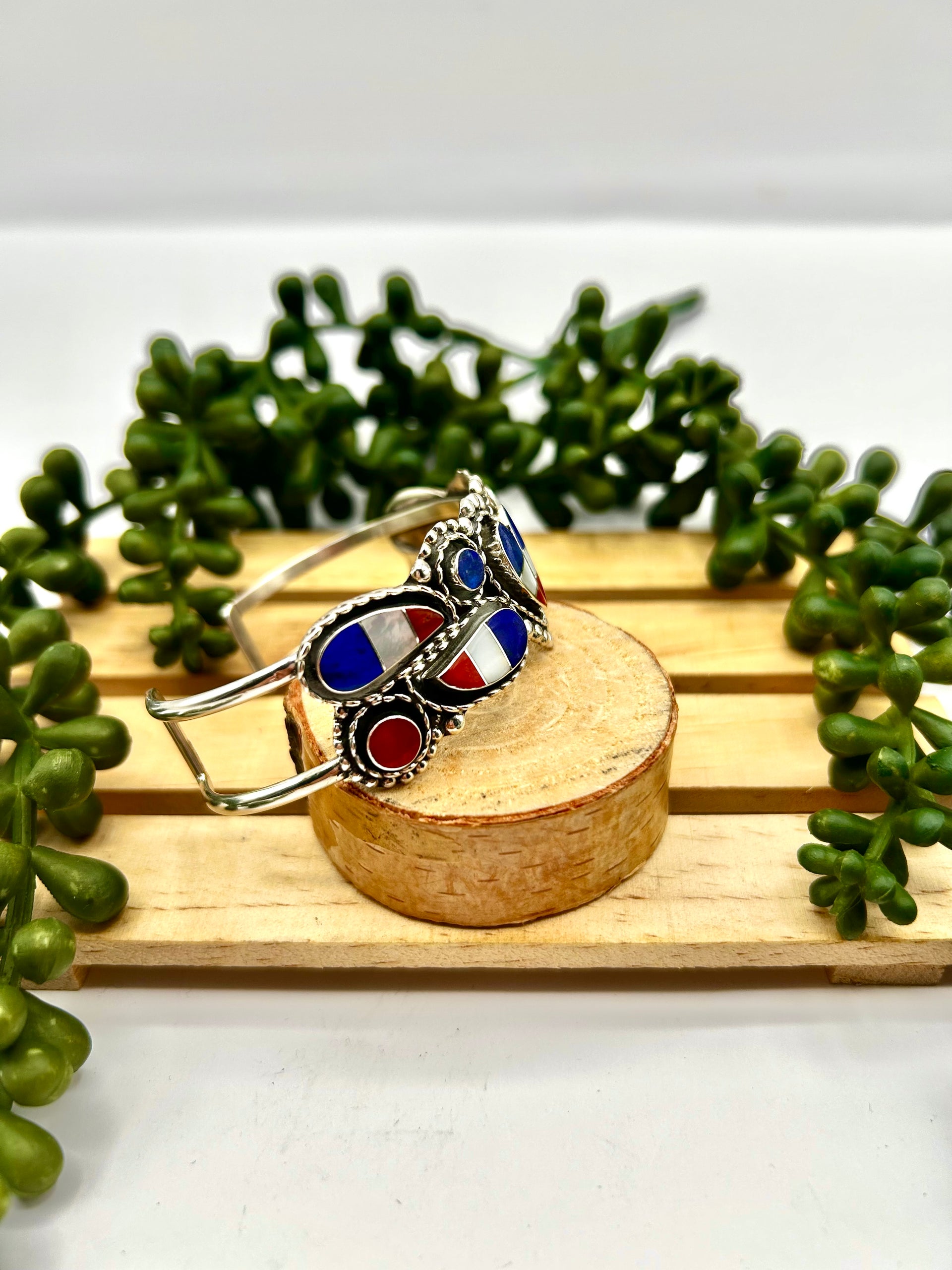 Zuni Made Opal & Sterling Silver Cuff Bracelet